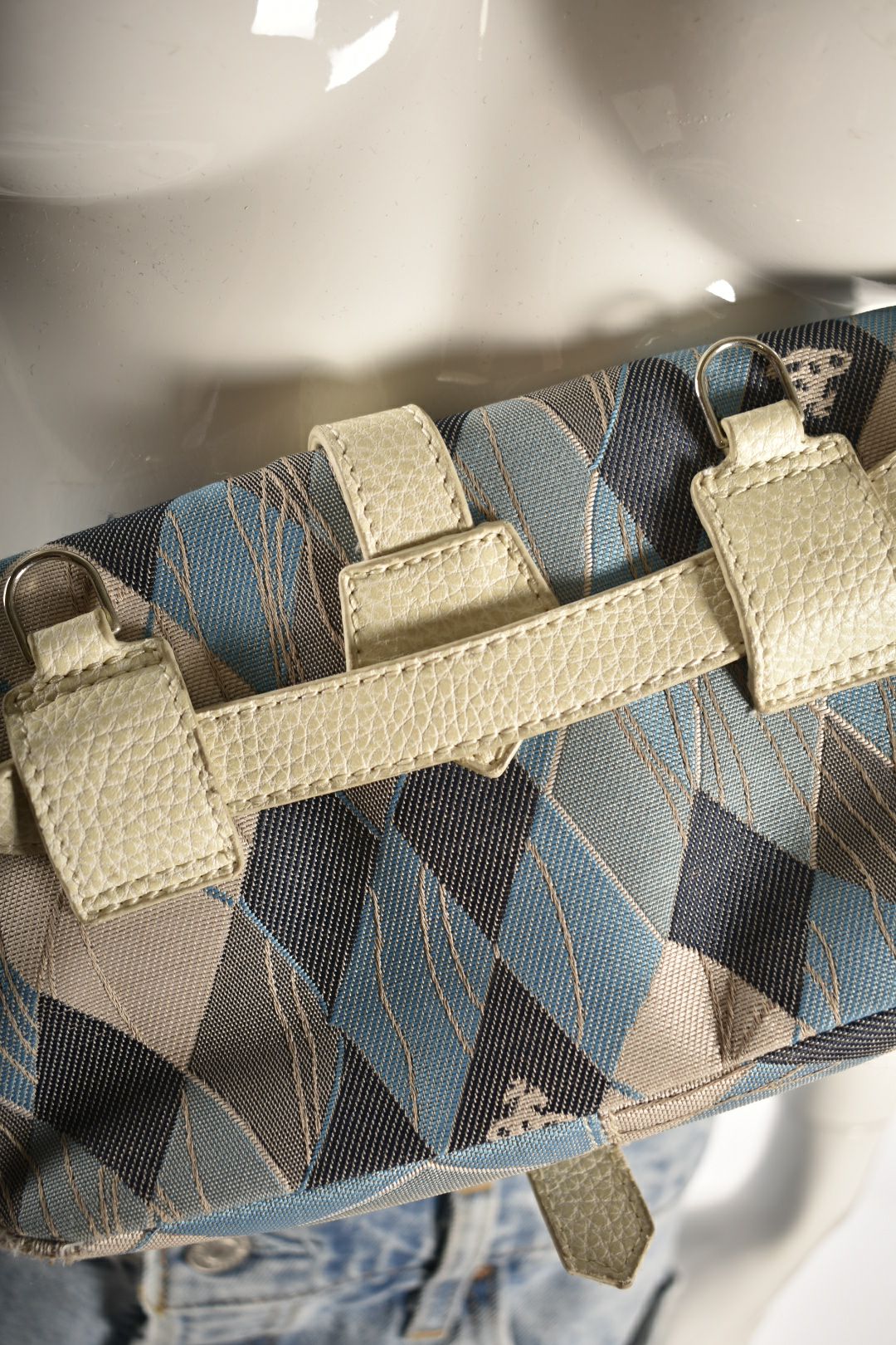 2000s VIVIENNE WESTWOOD Blue Argyle Jacquard Crossbody Bag