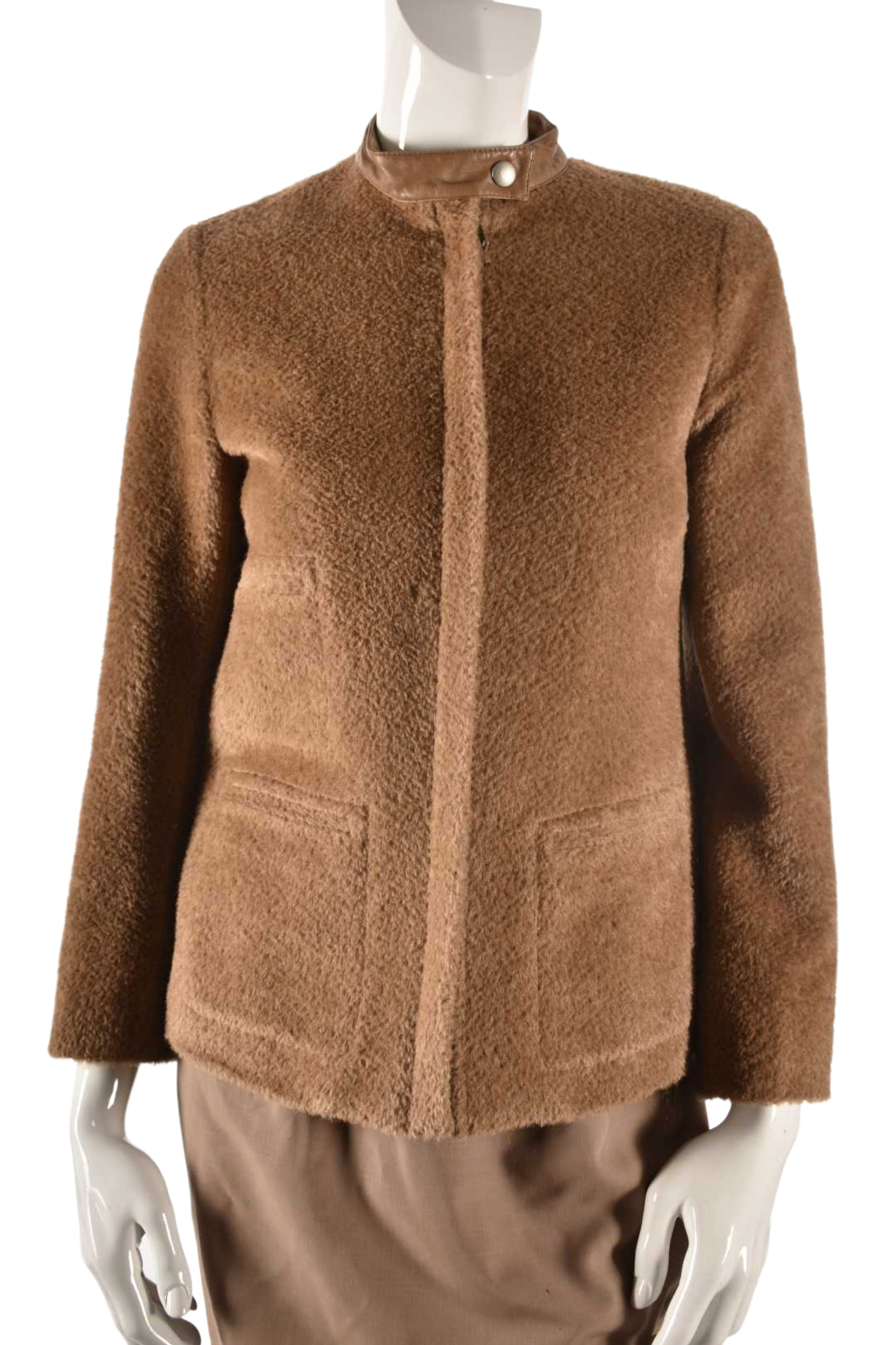 TOMBOLINI Brown Wool Alpaca Shaggy Jacket 42EU Medium