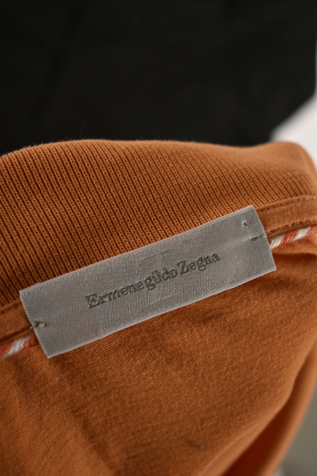 ERMENEGILDO ZEGNA Orange Smooth Cotton Ribbed Colar Polo Shirt XXL 56EU