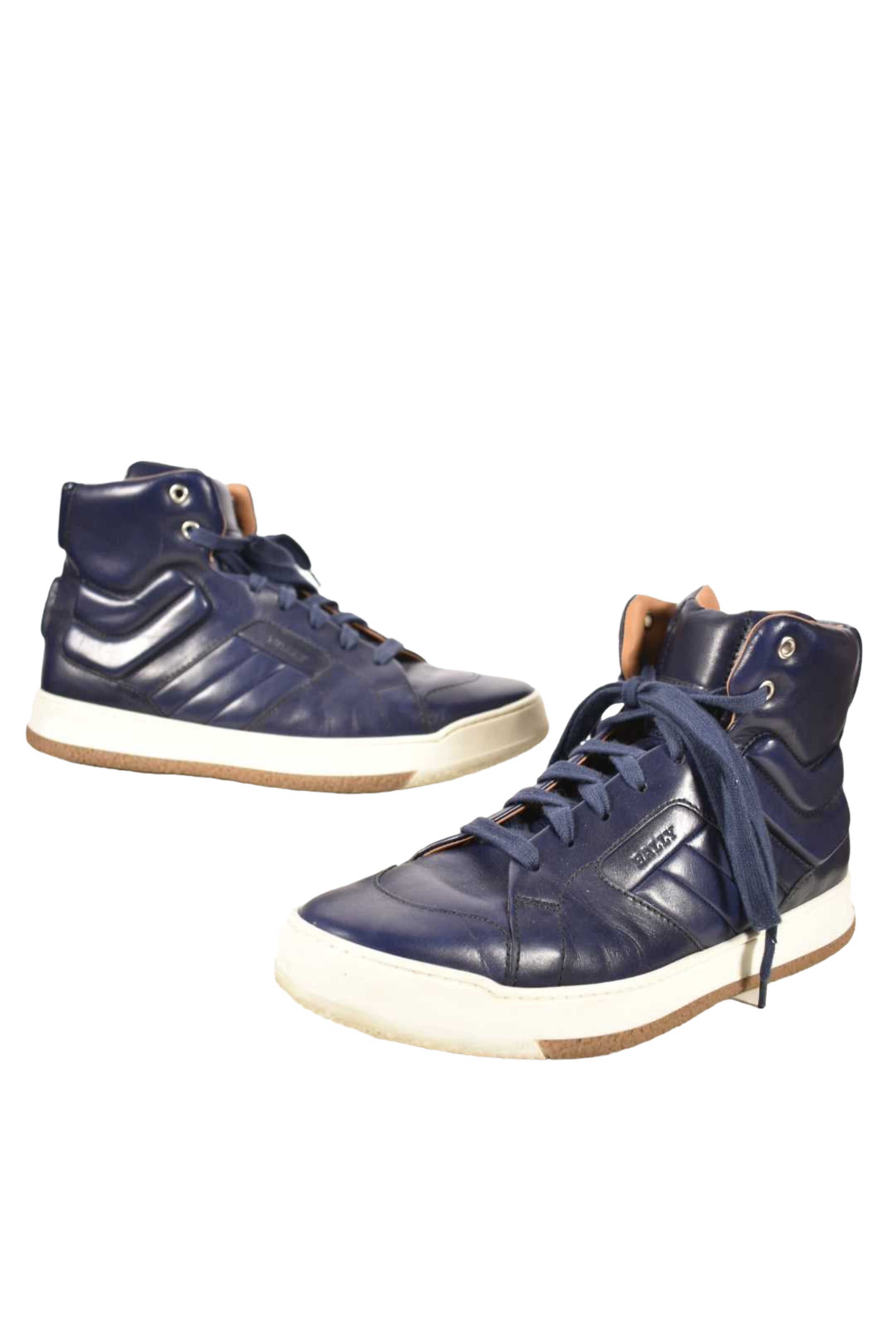 BALLY Navy Blue Leather Odar Padded High Top Sneaker 9D
