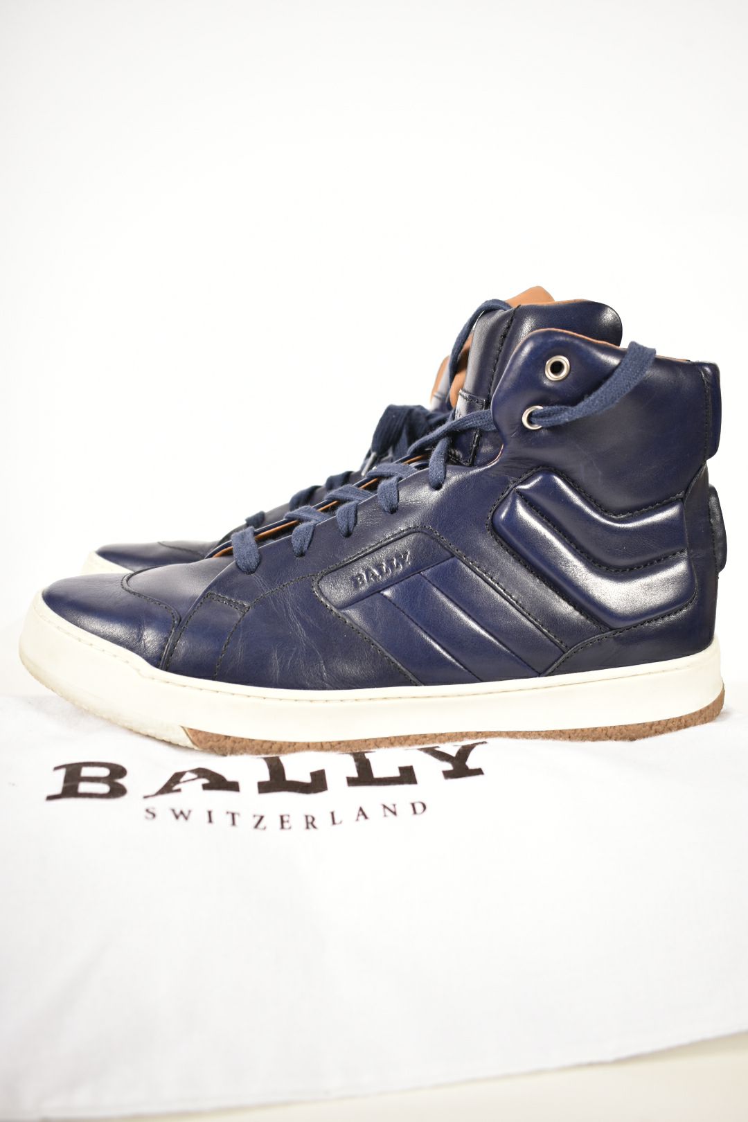 BALLY Navy Blue Leather Odar Padded High Top Sneaker 9D