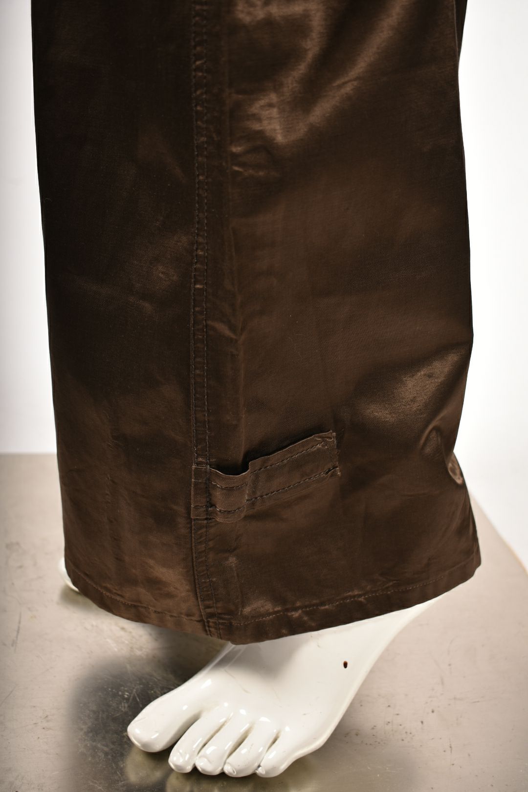 JOSEPH Brown Cotton Satin Zip Utility Wide Leg Pants Large