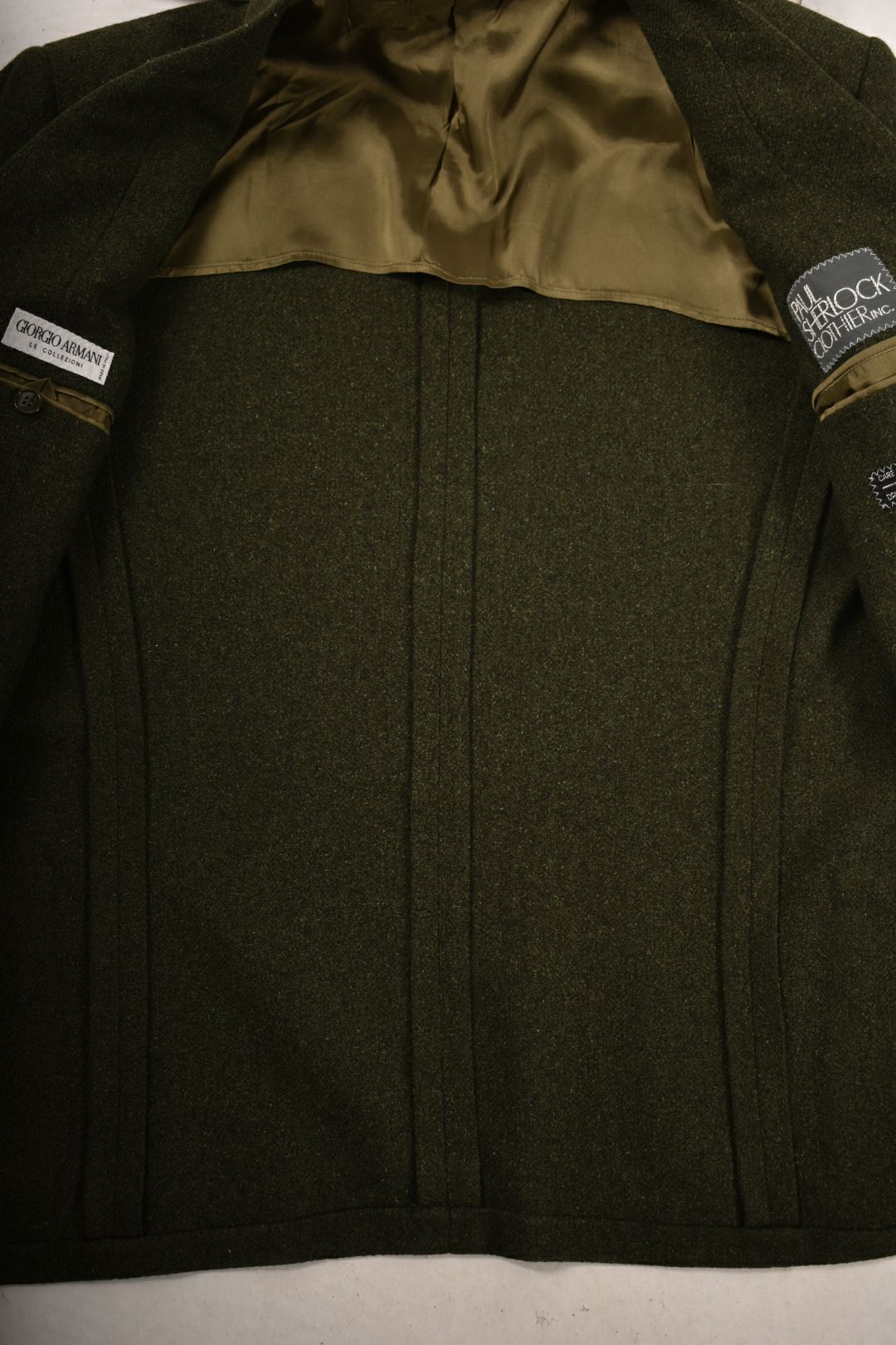 1990s GIORGIO ARMANI Green Wool Silk Herringbone Blazer 40R