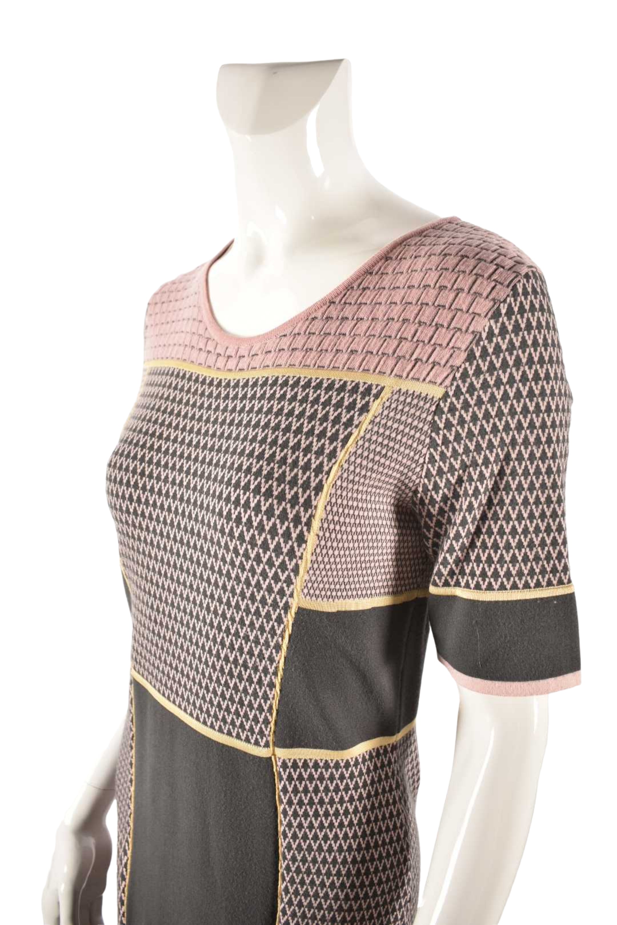 2010s ESCADA SPORT Pink Grey Knit Panel Dress Medium