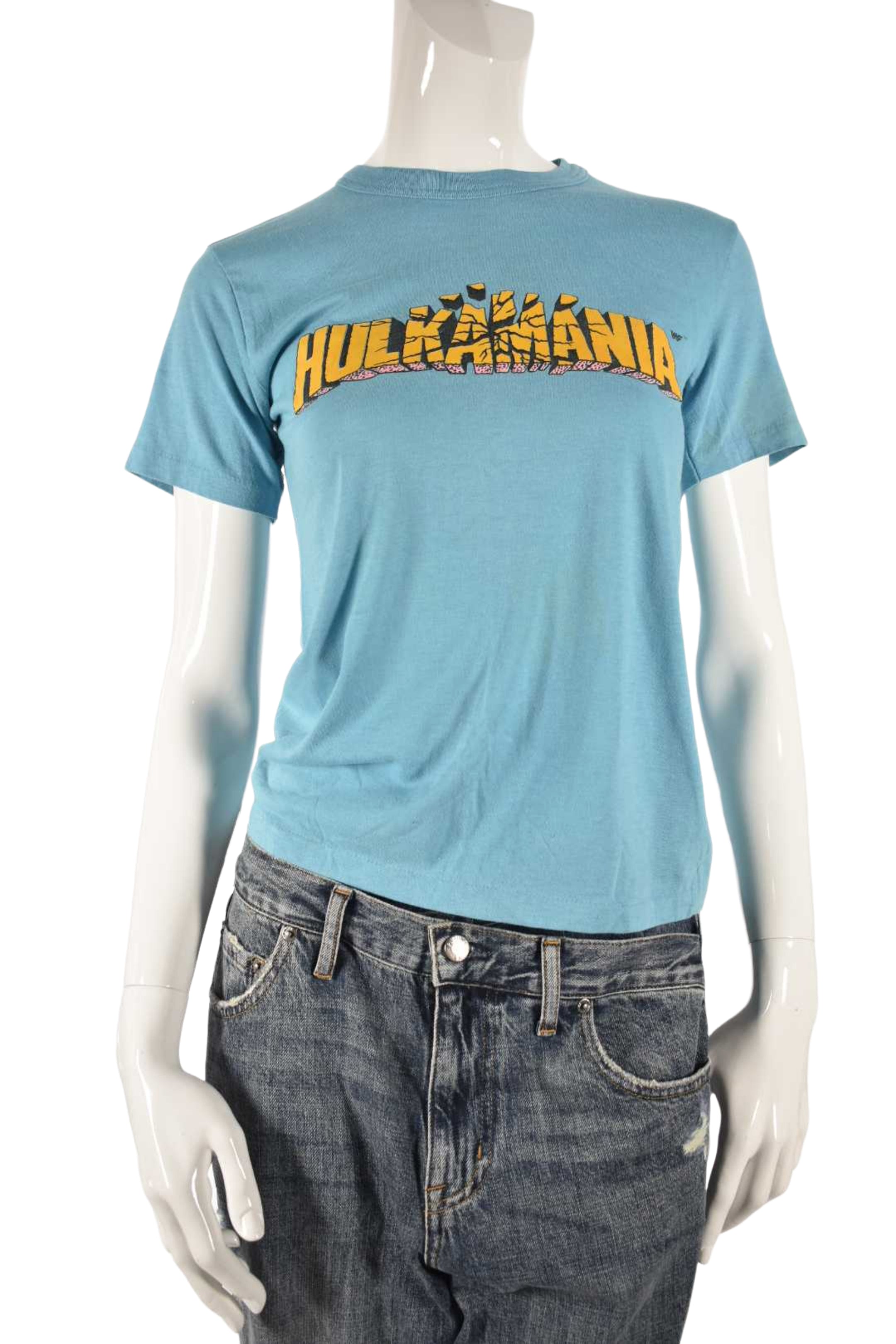 Vintage 1988 HULK HOGAN Blue Turquoise Hulkamania WWF T-Shirt Youth Large Canada