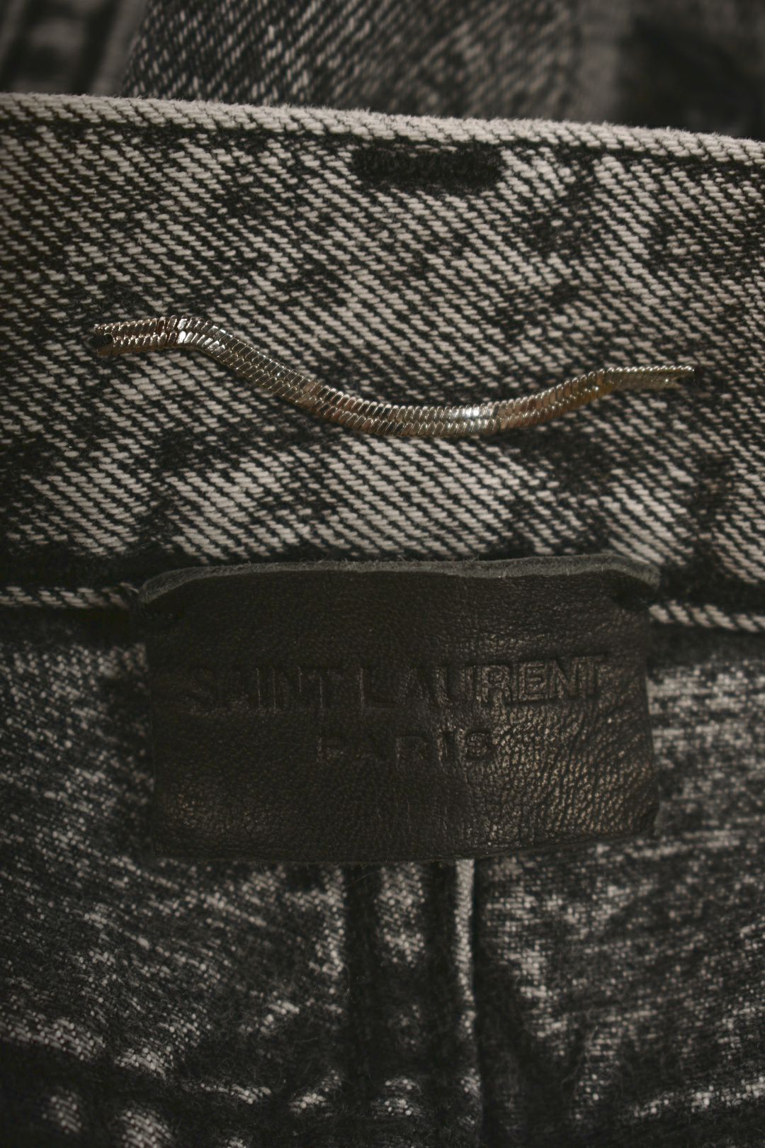 SAINT LAURENT Grey Stonewash Skinny Distressed Denim Jeans 27"