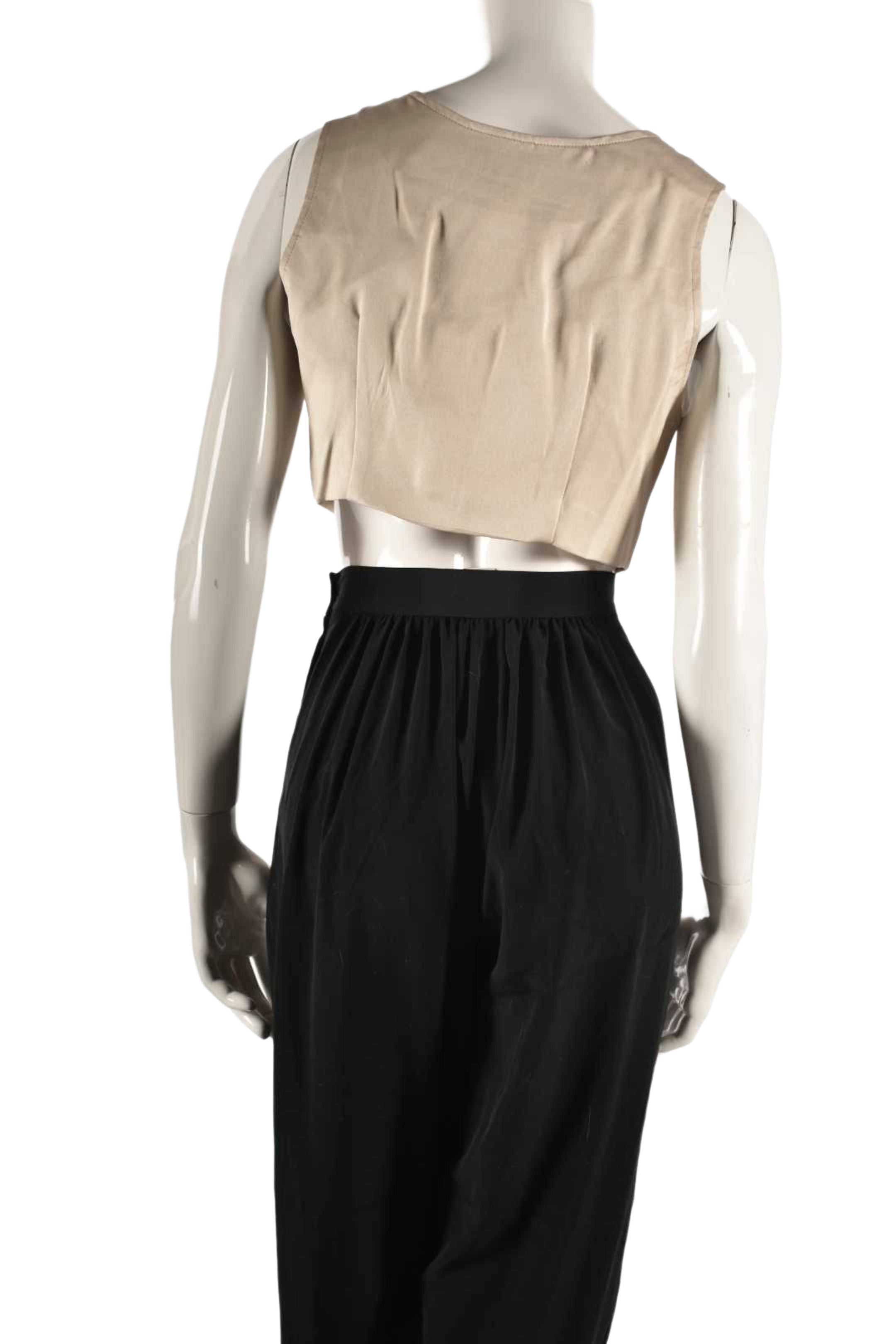 1990s JUNKO Beige 100% Silk Cropped Vest Small