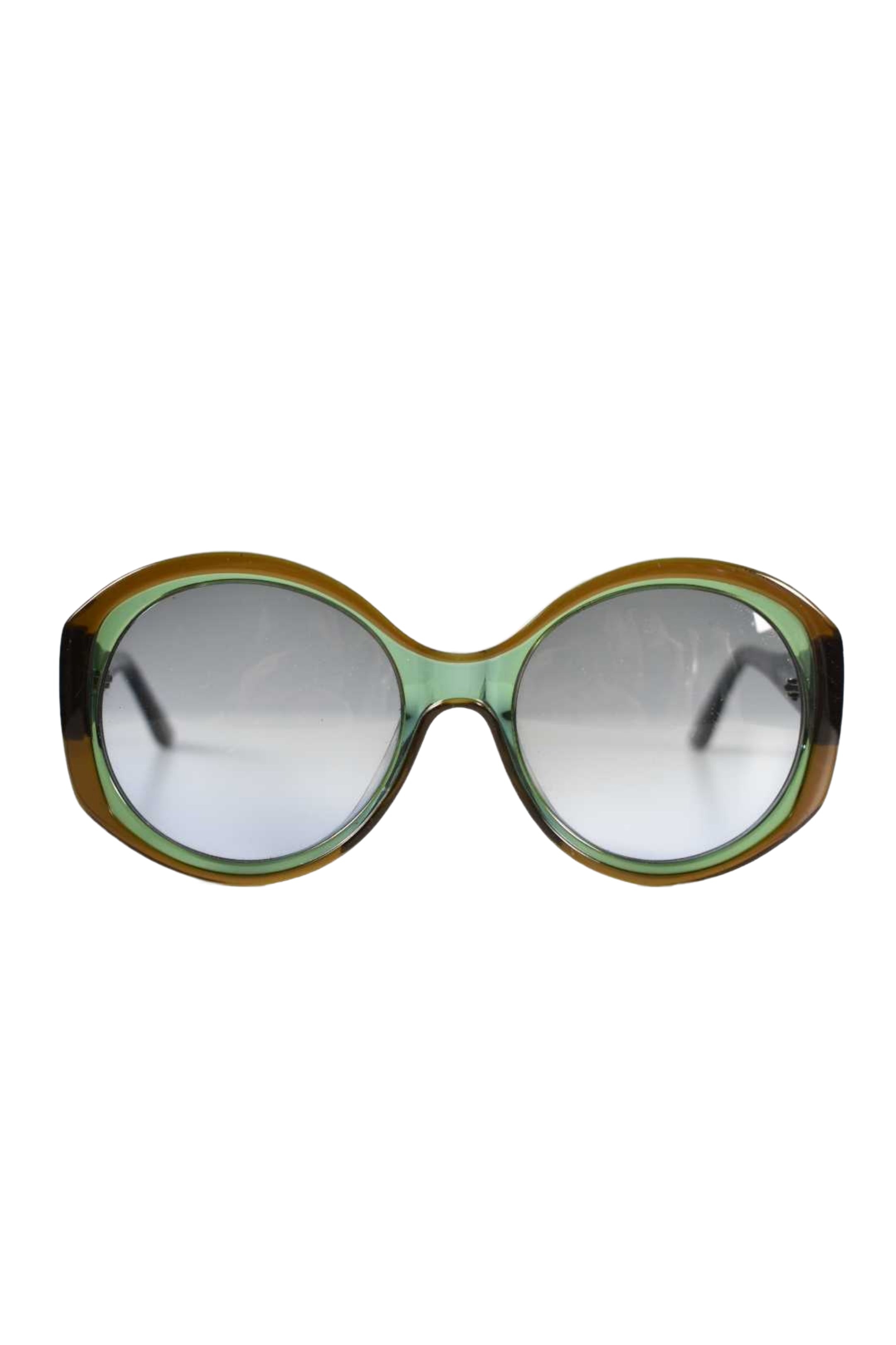 2000s GIANFRANCO FERRE Aqua Brown Round Acetate Sunglasses Italy