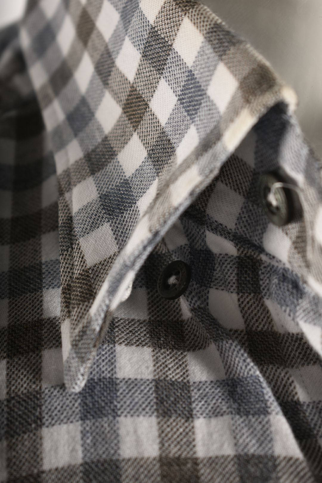 CANALI Grey Blue Check Brushed Cotton Casual Shirt Large