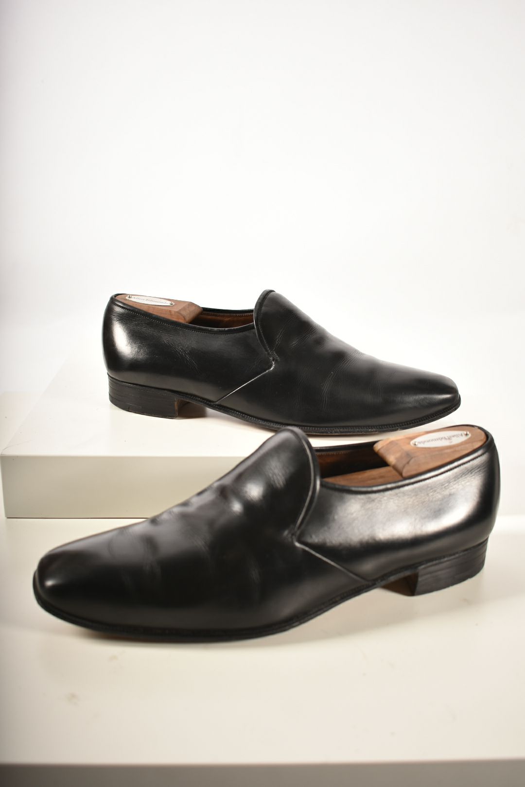 1980s CHURCH'S Black Calfskin Leather Inter City Slippers 9UK 10US
