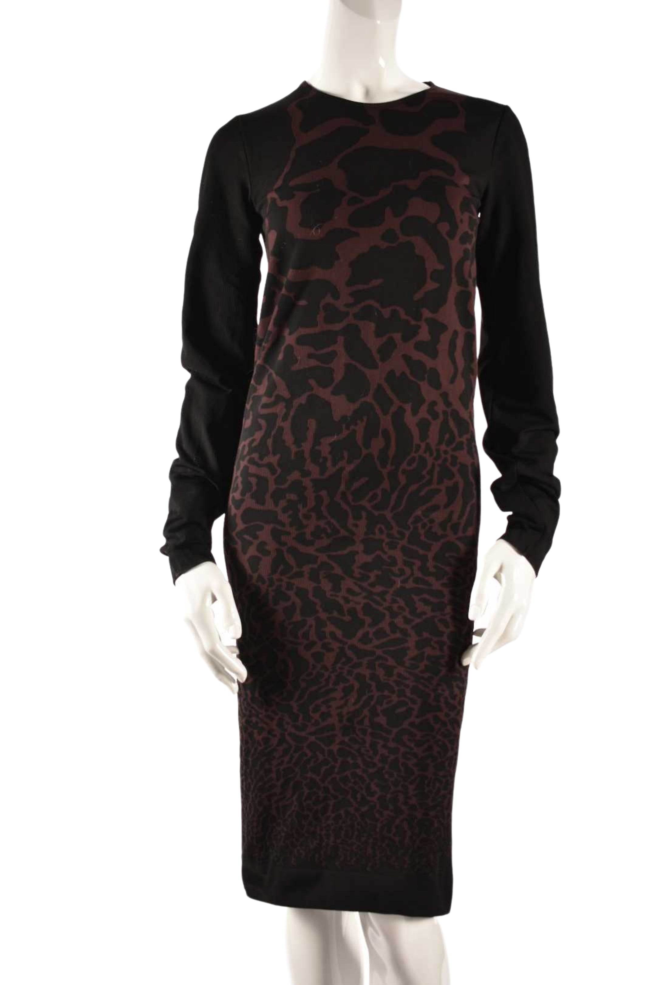 2010s WOLFORD Burgundy Black Cheetah Print Bodycon Stretch Dress M