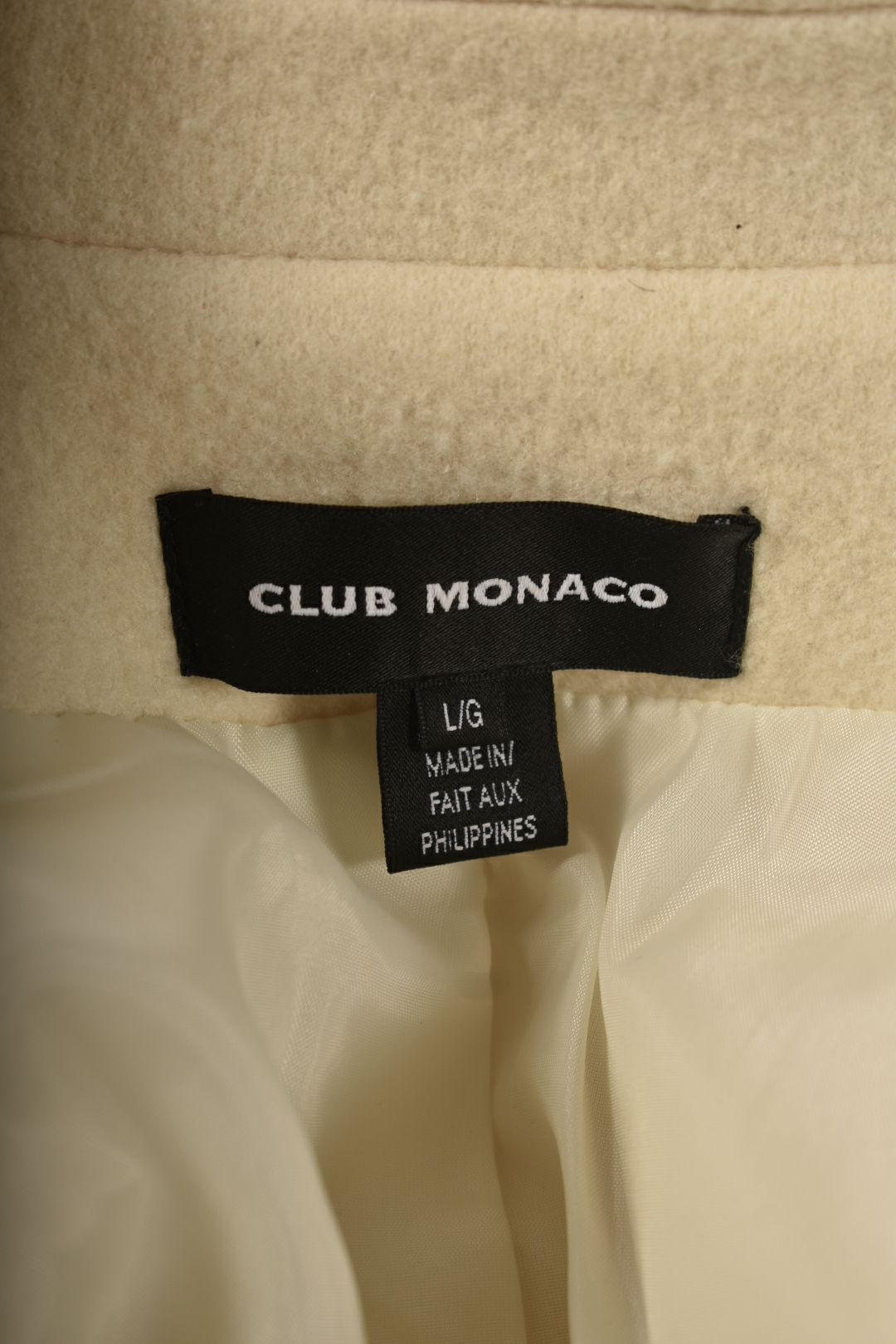 CLUB MONACO Ecru Cream Boiled Wool Cropped Jacket Large