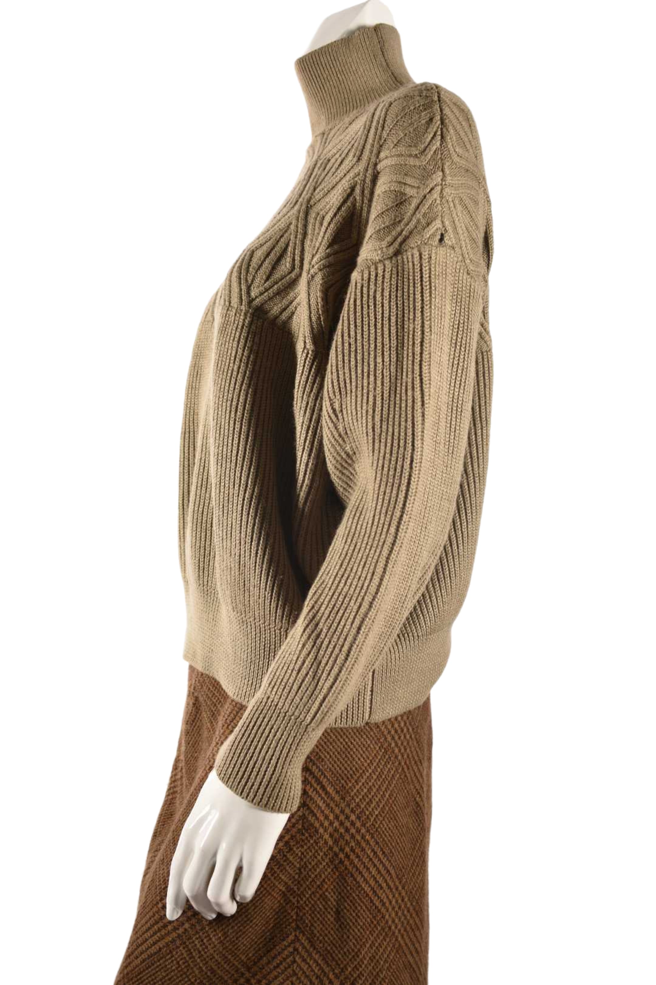 SPORTMAX Beige Taupe Wool Oversized Cable Knit Sweater Medium