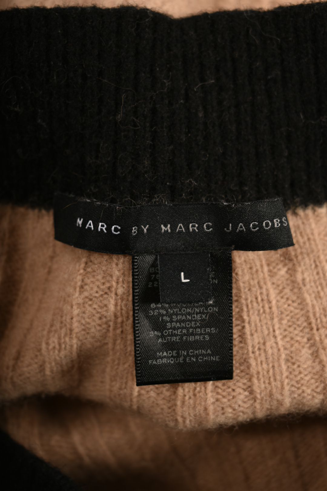 2010s MARC BY MARC JACOBS Tan Black Wool Blend Cable Knit Mini Skirt L