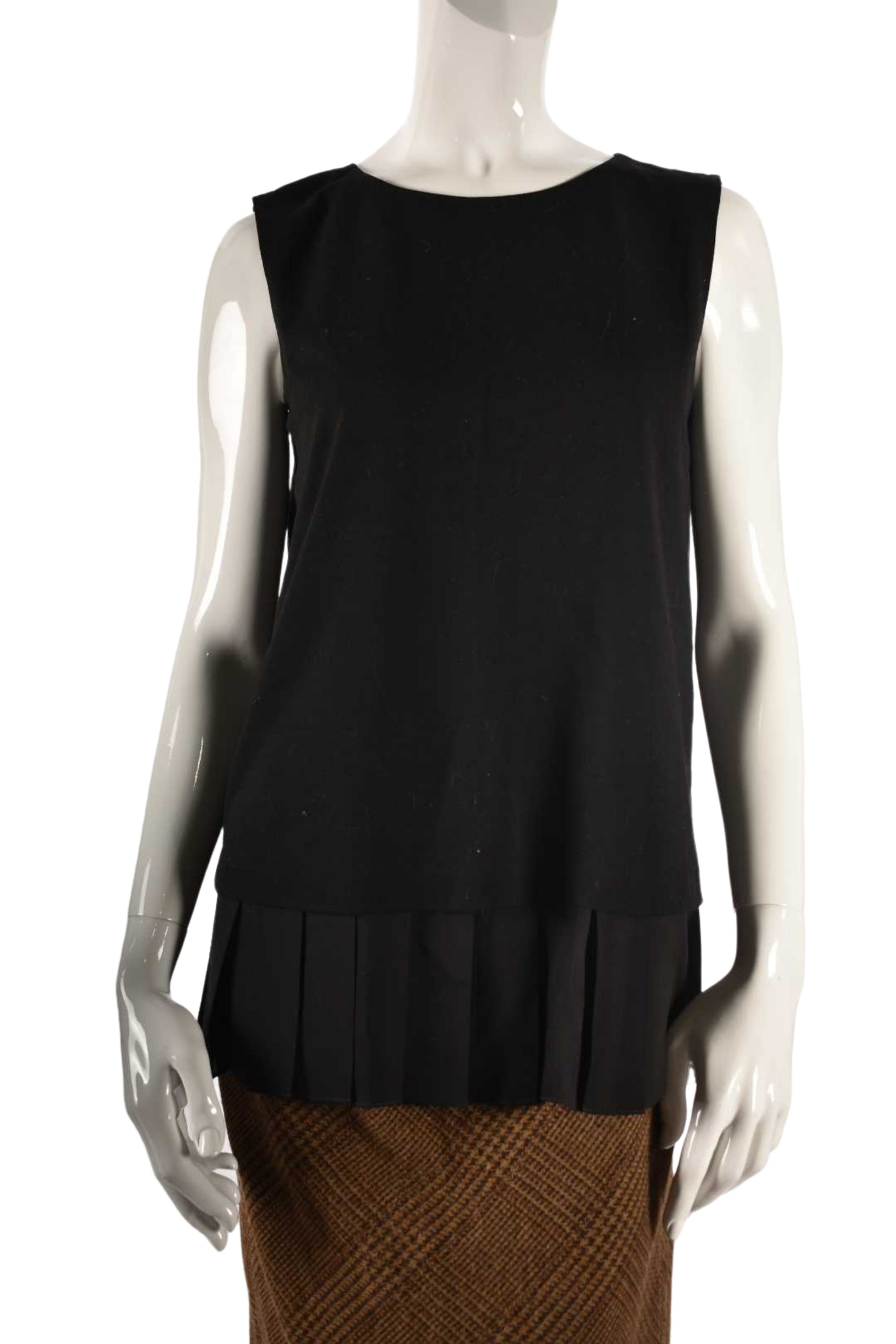 MAX MARA Black Sleeveless Viscose Silk Peplum Top Medium