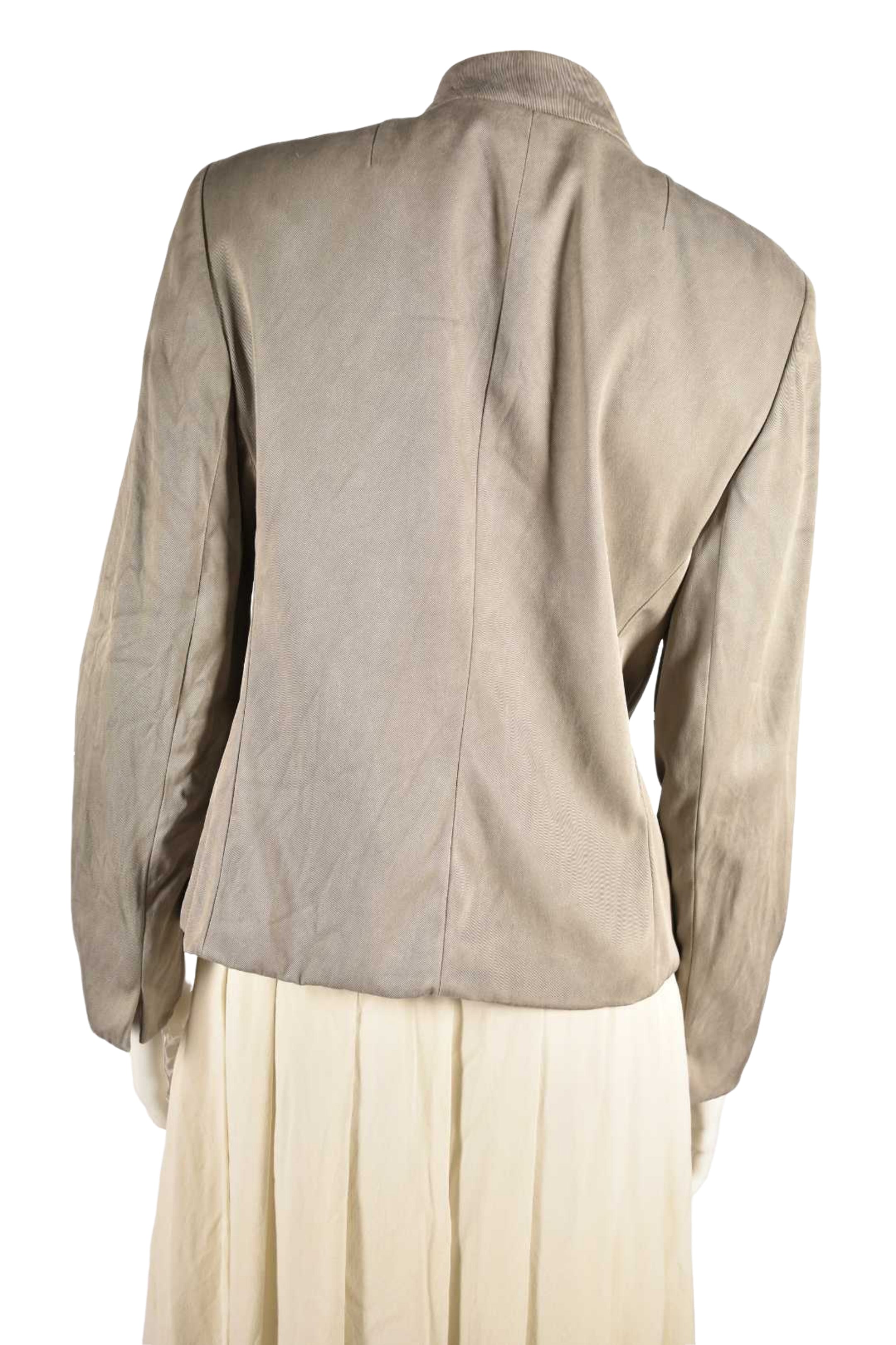 AKRIS Champagne Beige Silk Jewelled Crystal Button Blazer 10US