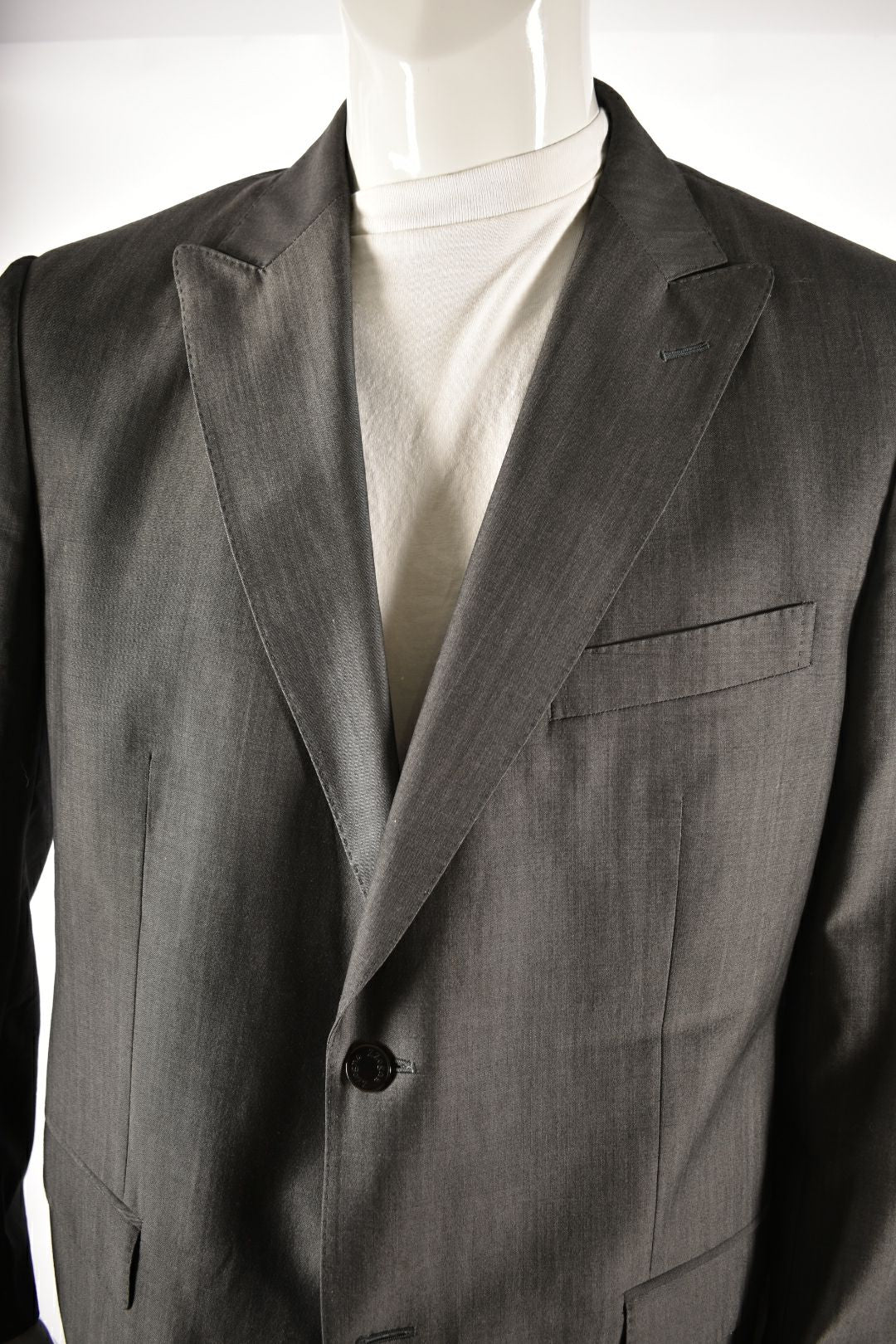 Z ZEGNA Charcoal Grey Peak Lapel Fine Wool Suit 54EU 44R