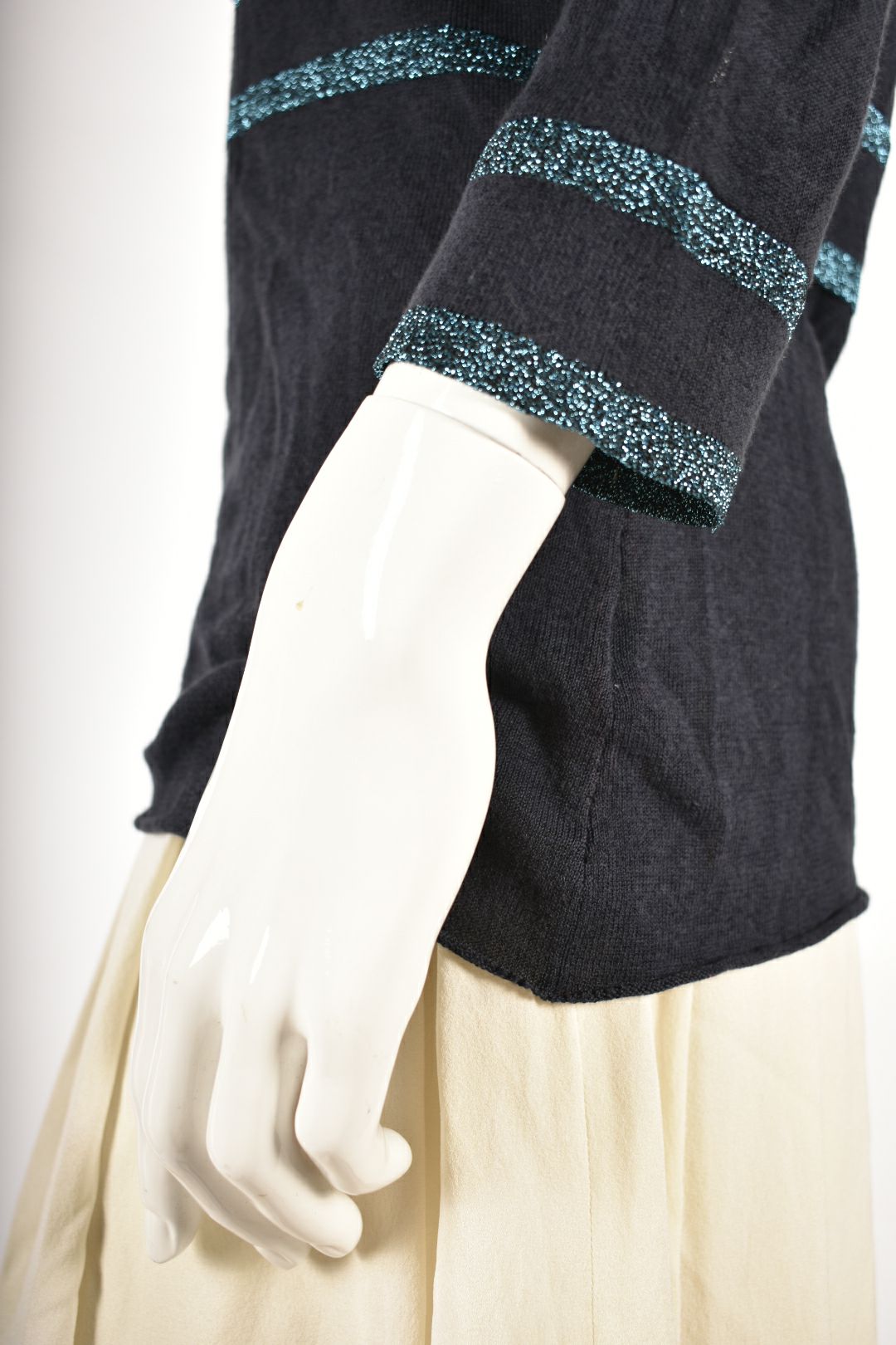 MARC BY MARC JACOBS Navy Sheer Ruffle Collar Top
