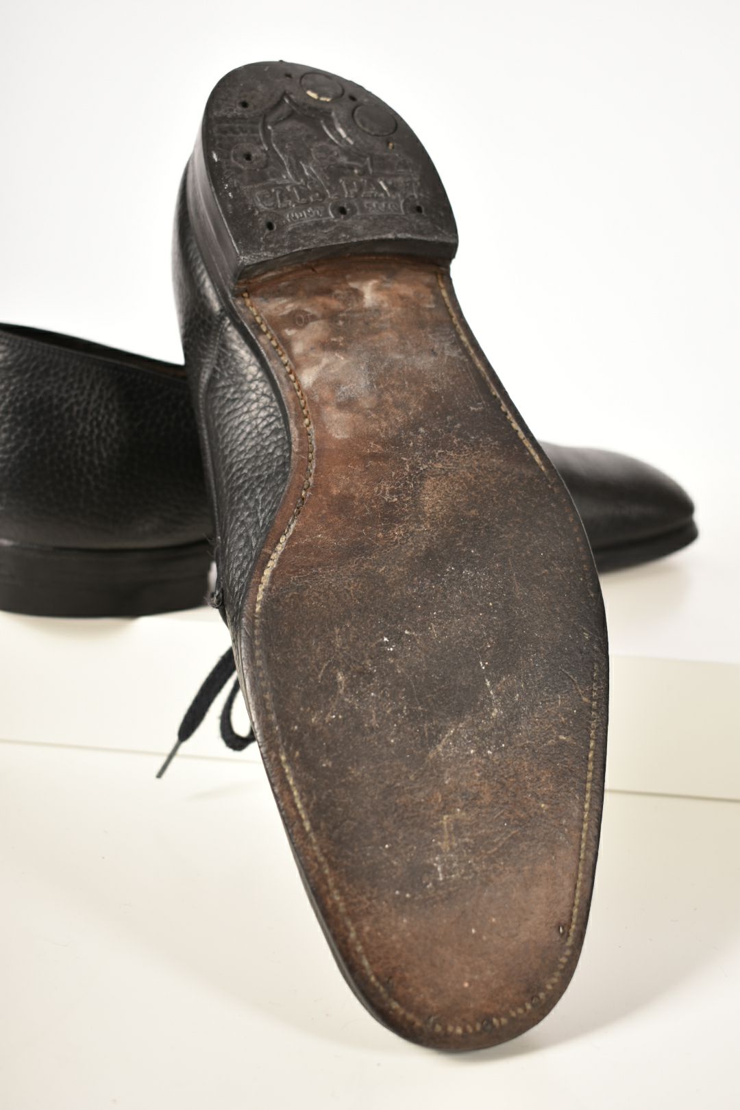 1970s CHURCH'S Black Pebbled Ranch Oxhide Leather Oxford Shoes 11US England