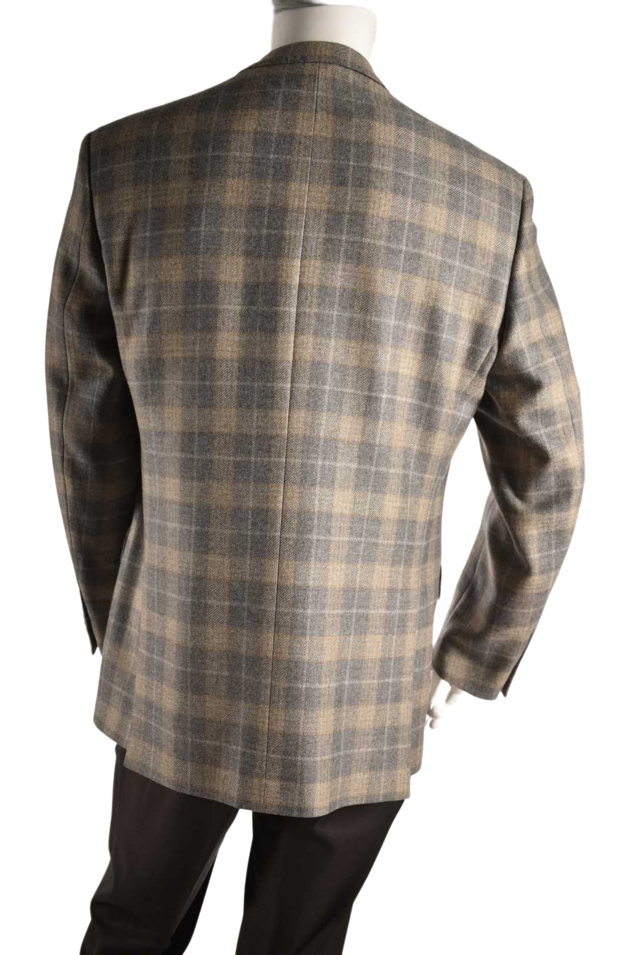 TOMBOLINI Grey Tan Windowpane Check Wool Blazer 52EU 42R Italy