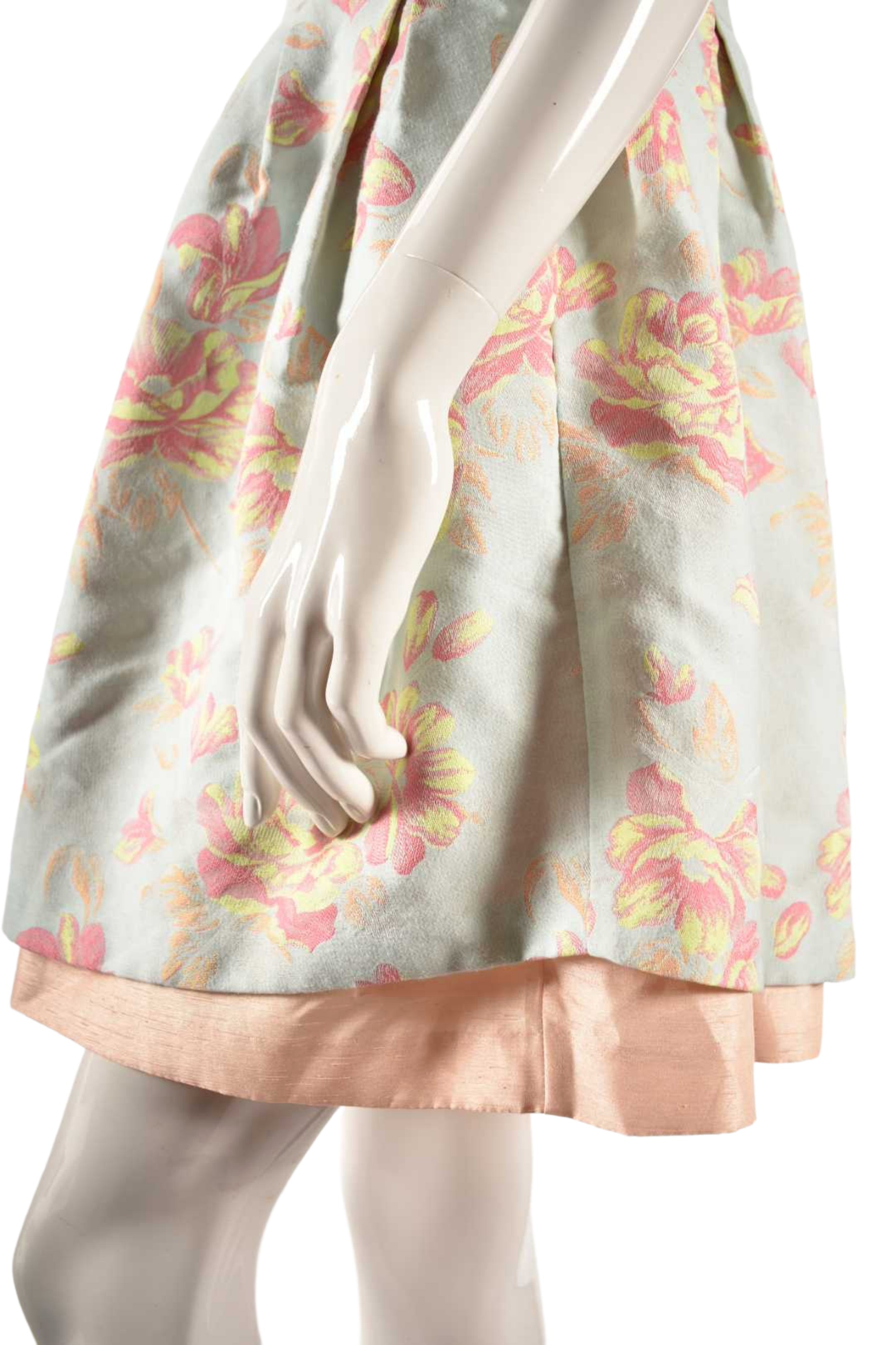 HUTCH Blue Blush Pink Floral Jacquard Rush Mini Dress 4US NYC
