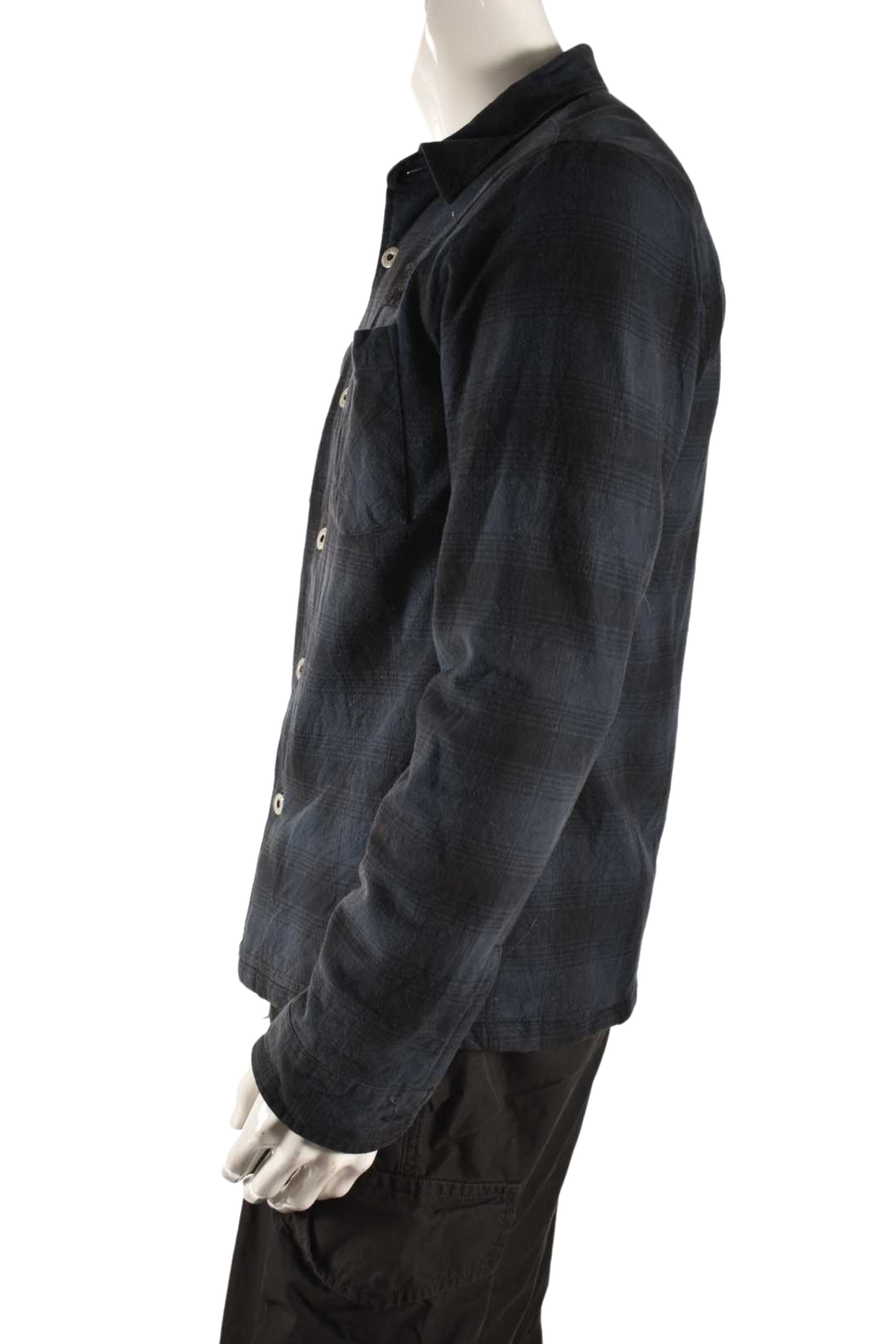 2010s STUSSY Navy Check Cotton Flannel Quilted Shirt Jacket Medium