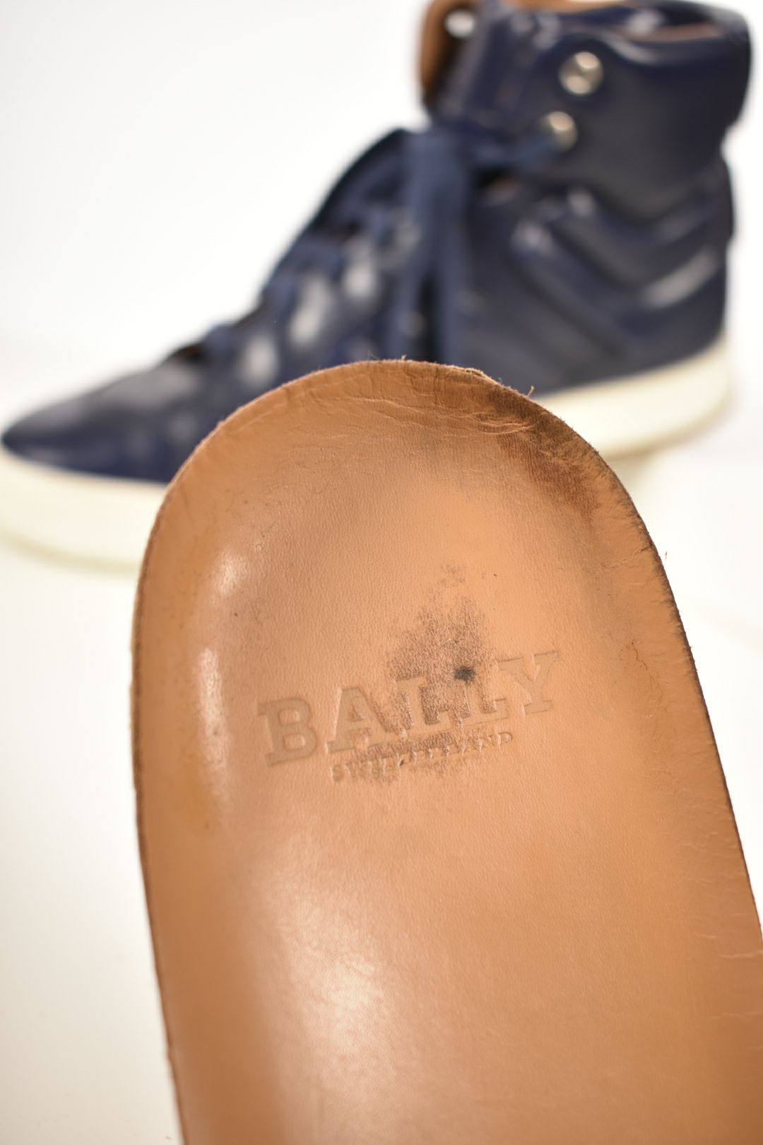 BALLY Navy Blue Leather Odar Padded High Top Sneaker 9D