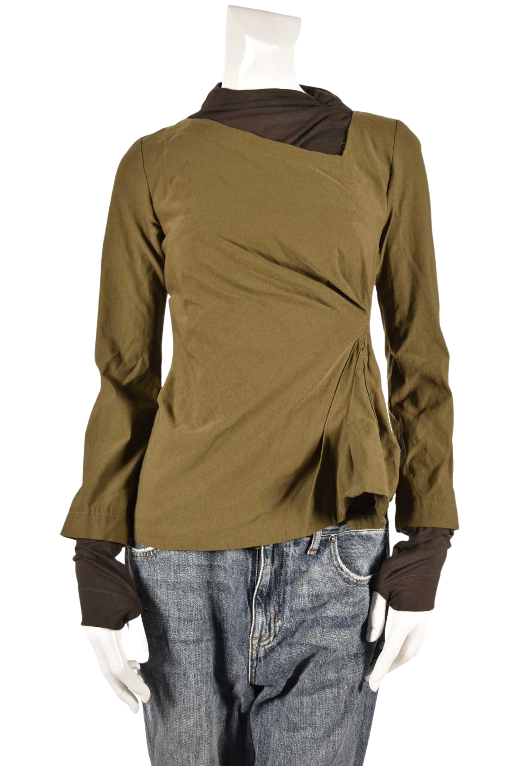 2000s KITCHEN ORANGE Green Ruched Rave Utility Top Medium
