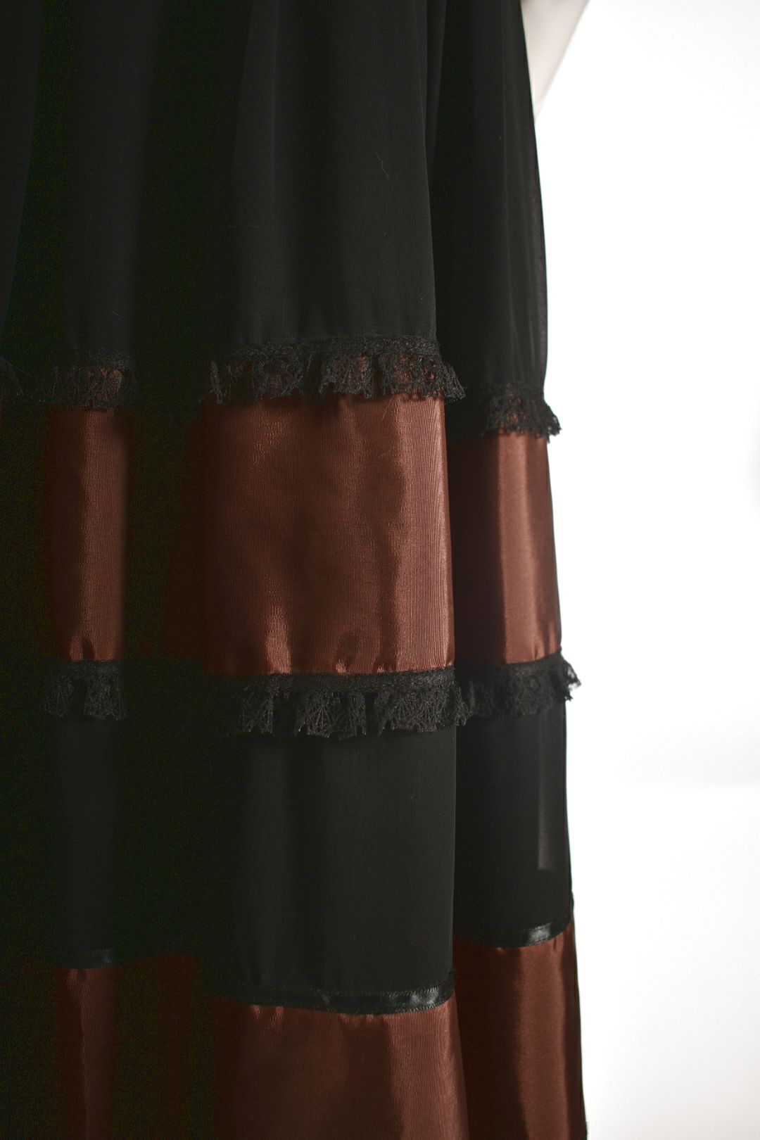 PEARL MILLER Black Brown Striped Full Length Layered Skirt 14US