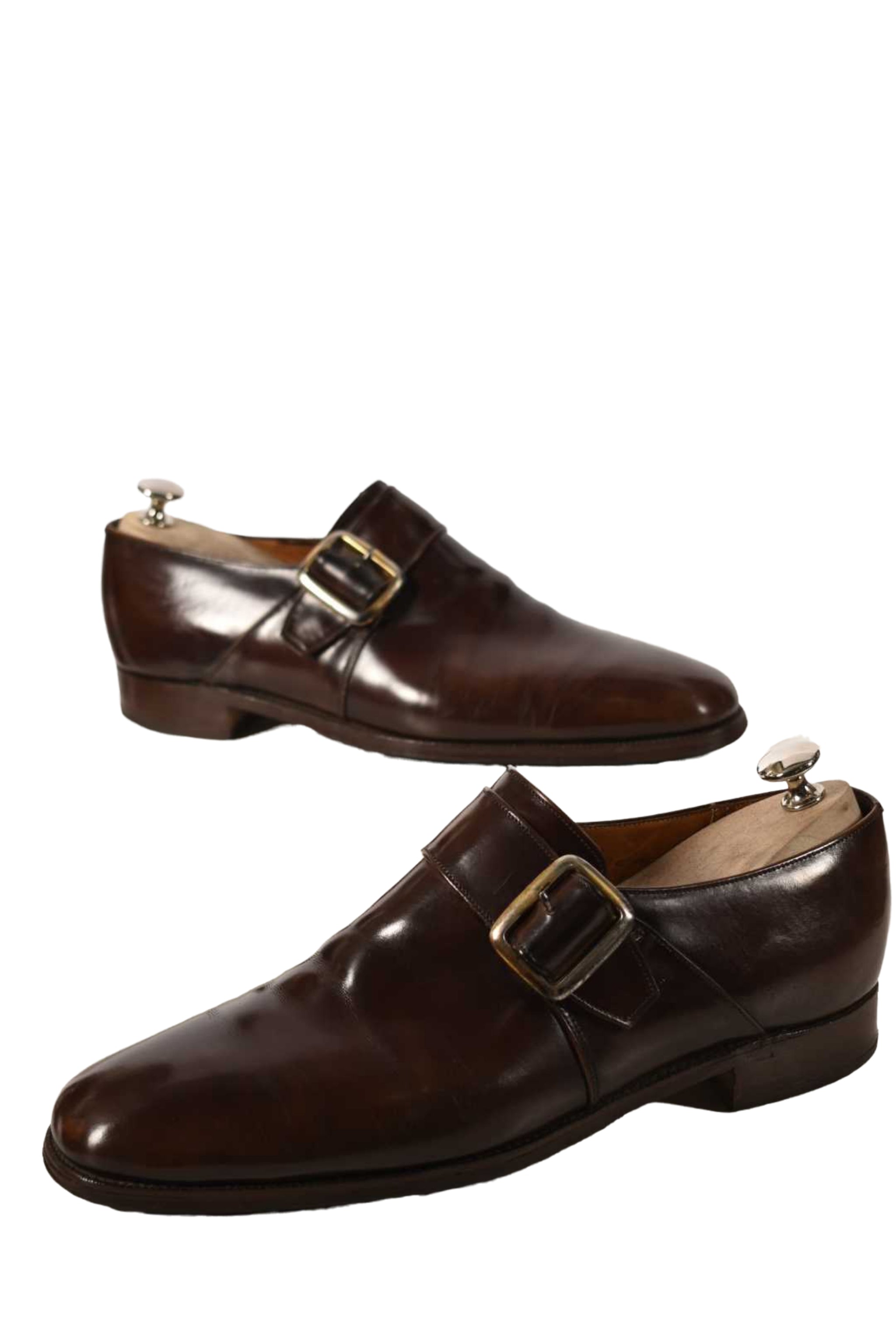 CHURCH'S Brown Calfskin Leather Westbury Monk Strap Dress Shoes