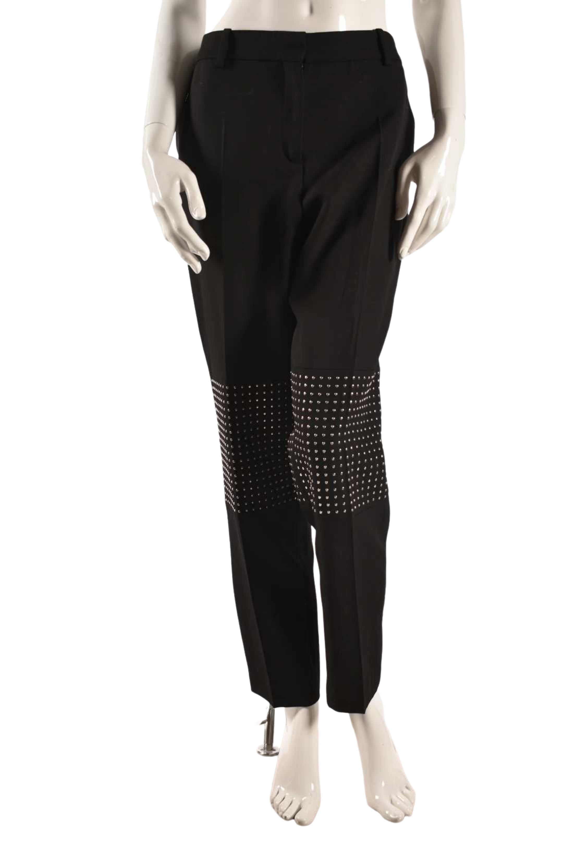 MCQ Black Wool Fine Knit Studded Knee Pants 44EU Large