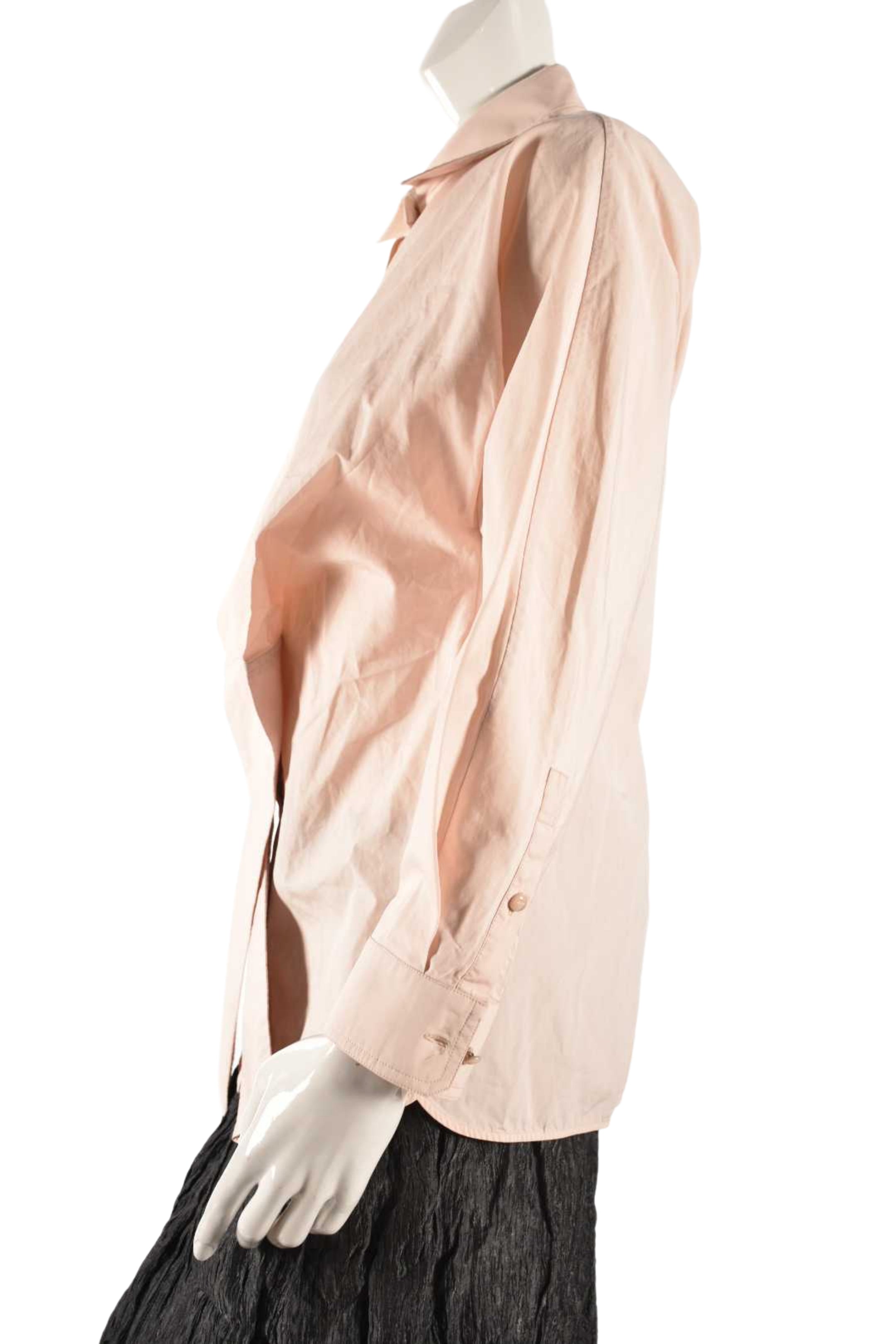 MAX MARA Pink Blush Cotton Stretch Ribbon Blouse Medium