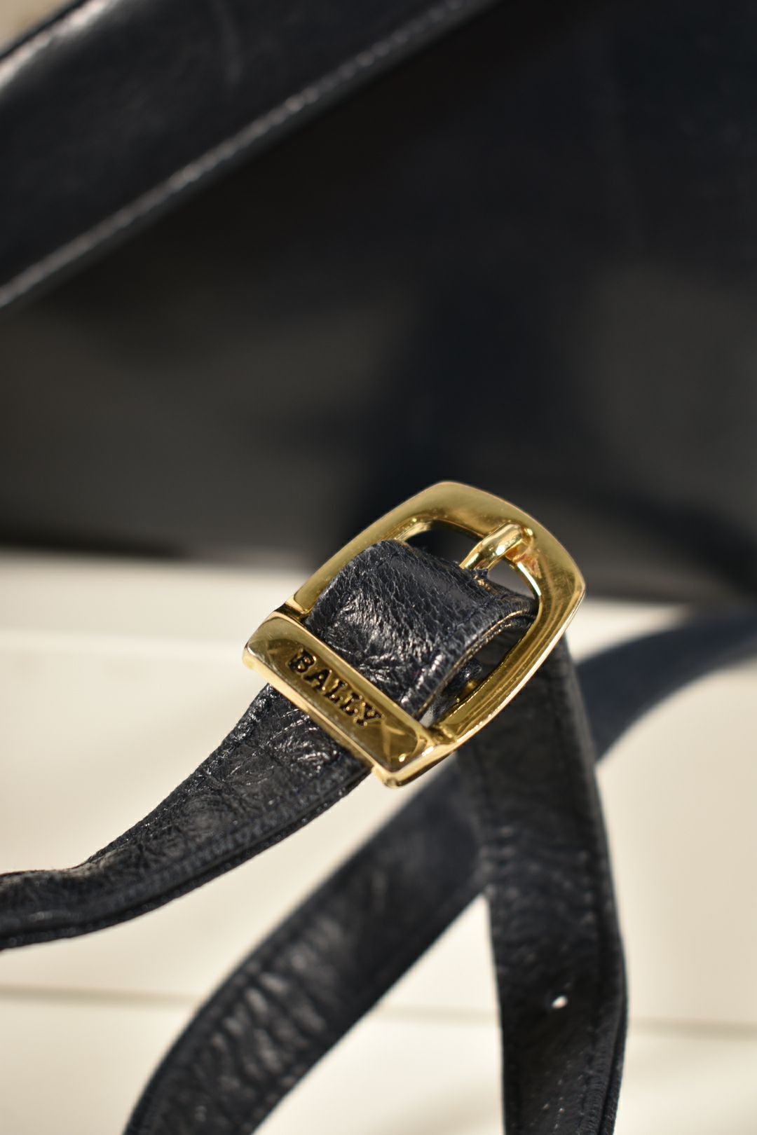 1980s BALLY Black Polished Patent Leather Roped Piping Shoulder Bag