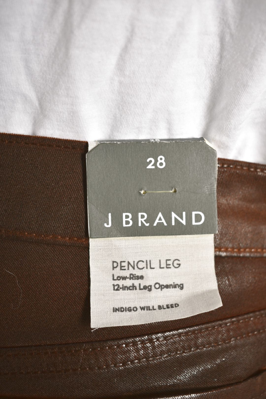 NWT J.BRAND Brown Waxed Japanese Cotton Stretch Low Rise Skinny Jeans 28x32 USA