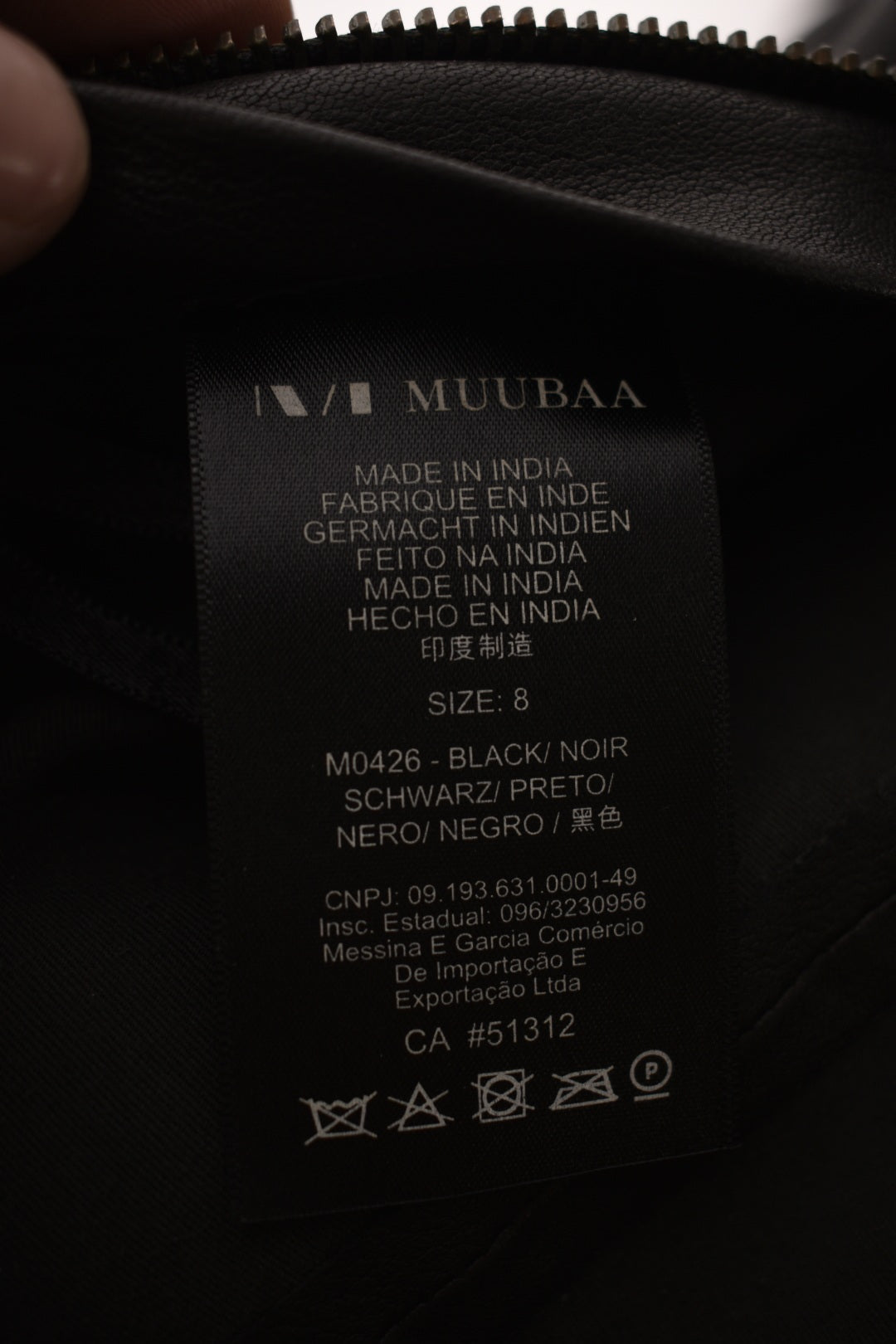 MUUBAA Black Lambskin Leather Cropped Side Zip Moto Pants 4US