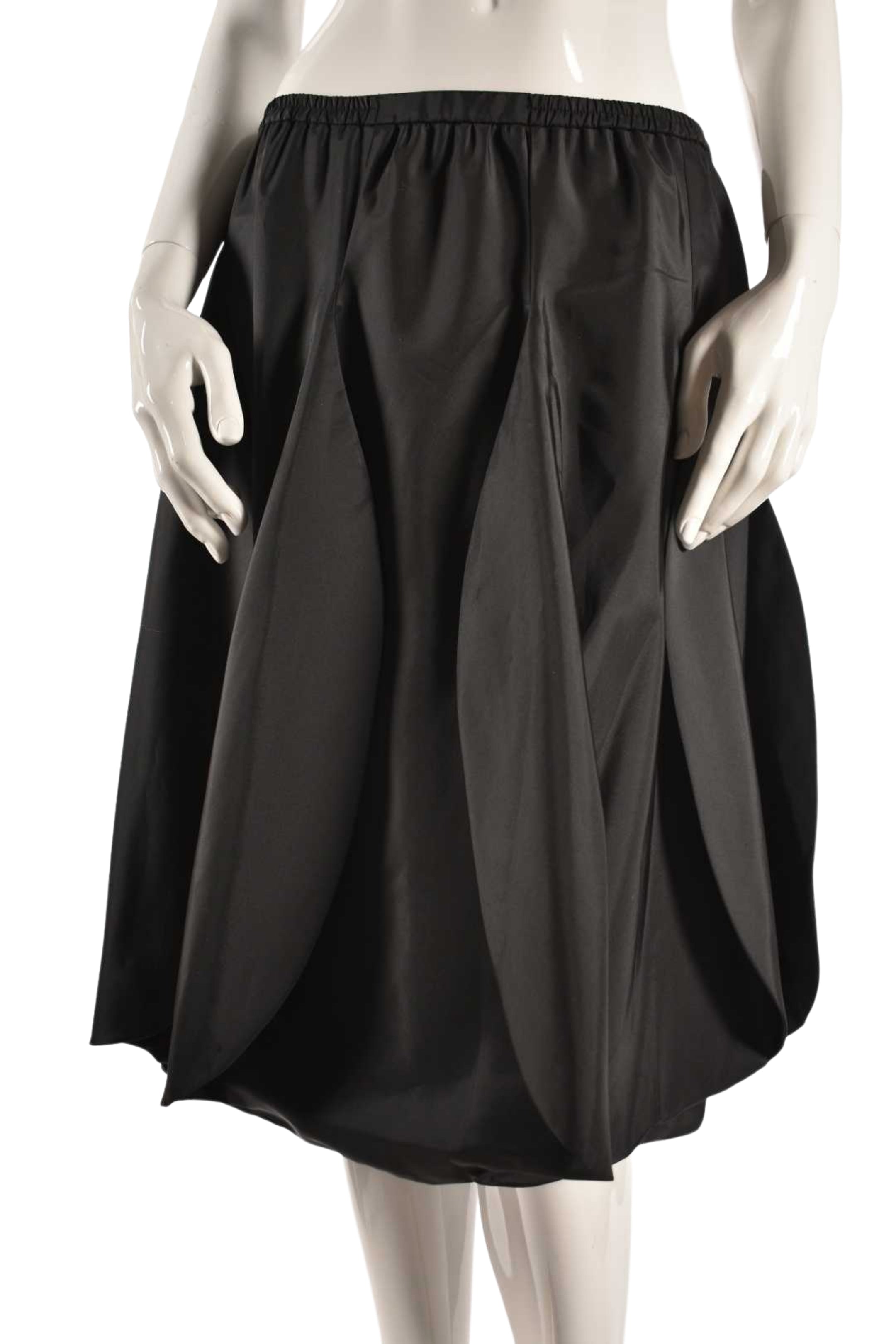 1980s FRANK USHER Black Polyester Tulip Petal Skirt 8US