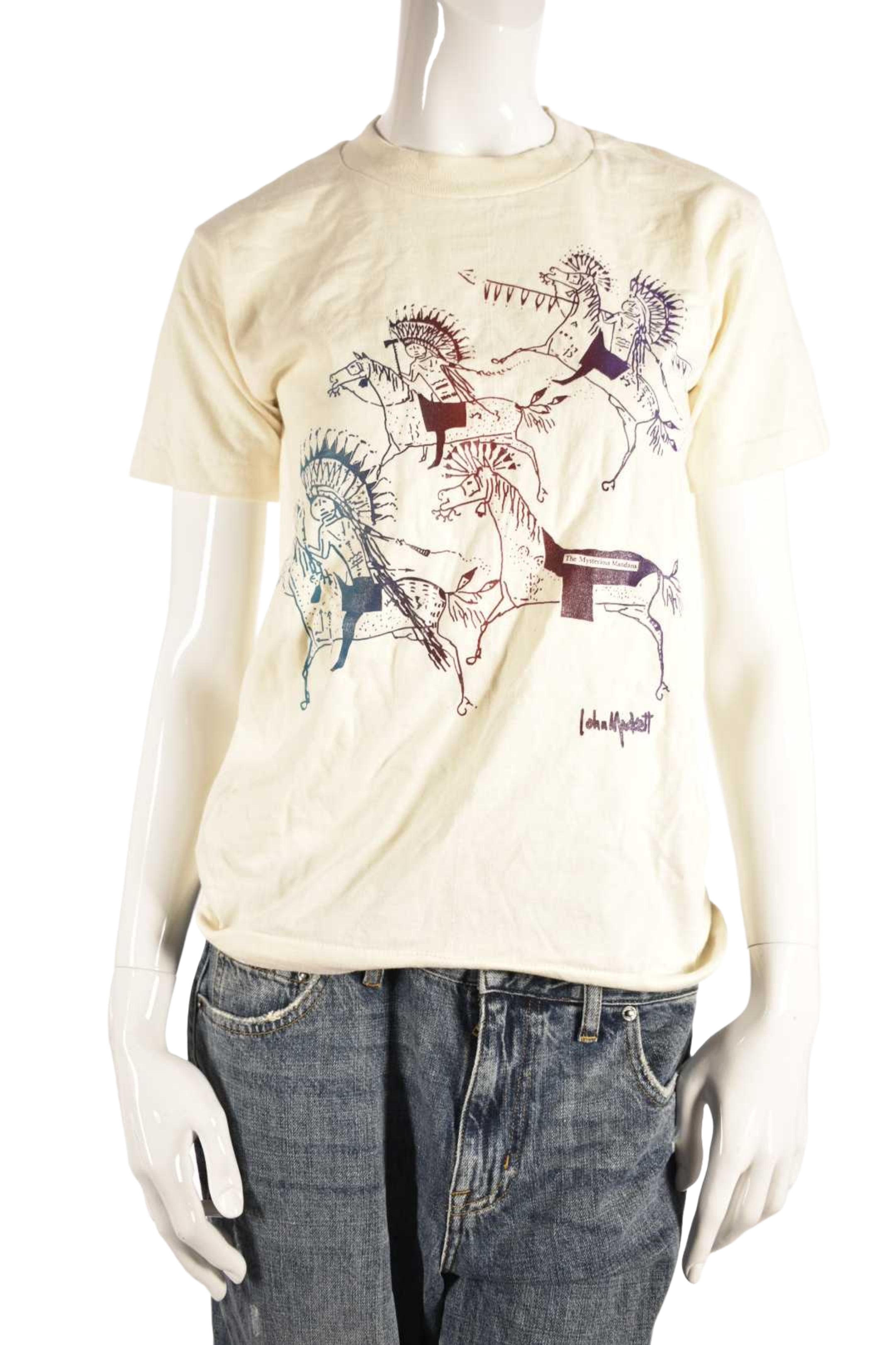 1990s NWT Mysterious Mandans Dakota Tribe Souvenir Tee Small