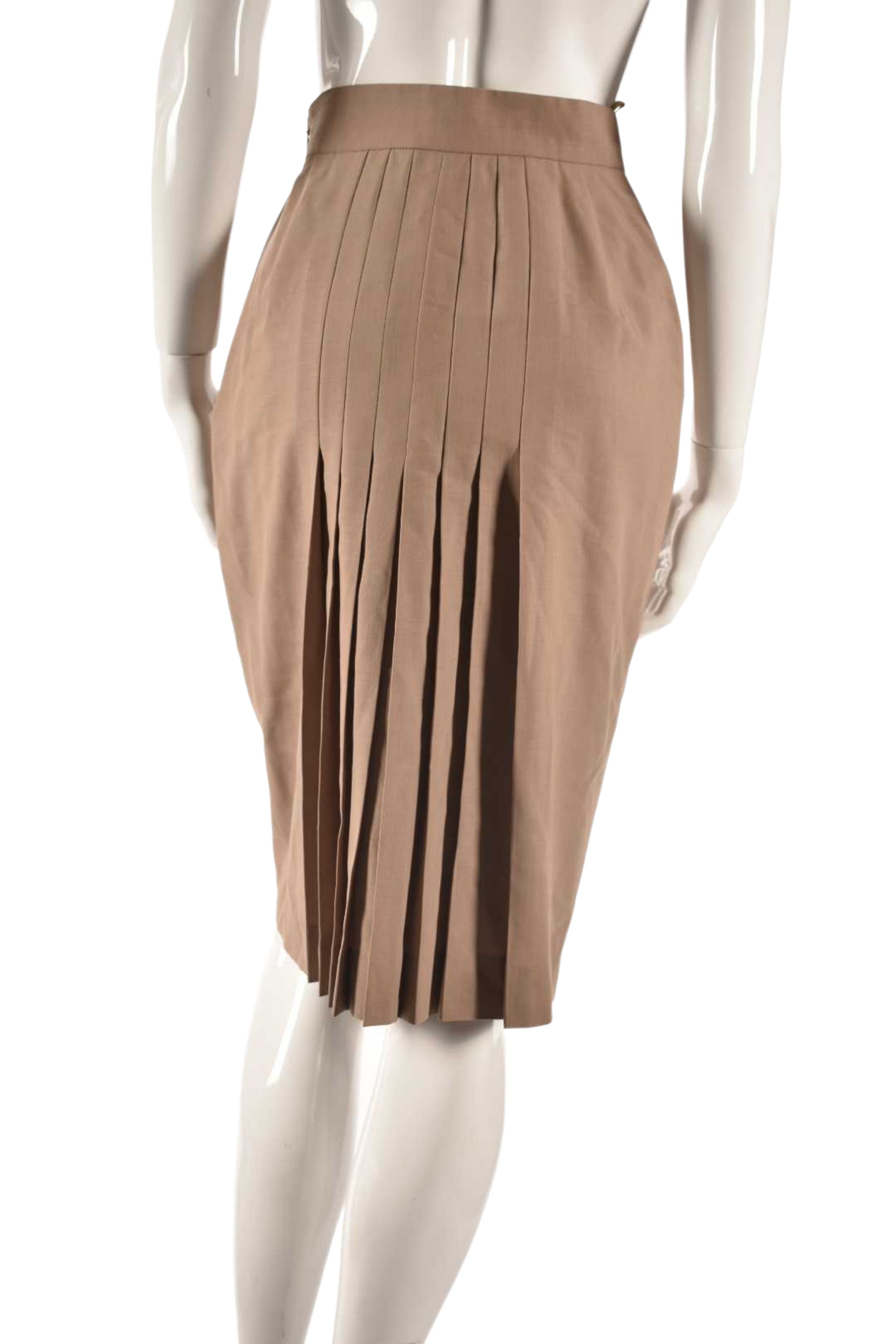 KT KIYOKO TAKASE Light Brown Wool Blend Back Pleat Pencil Skirt Small