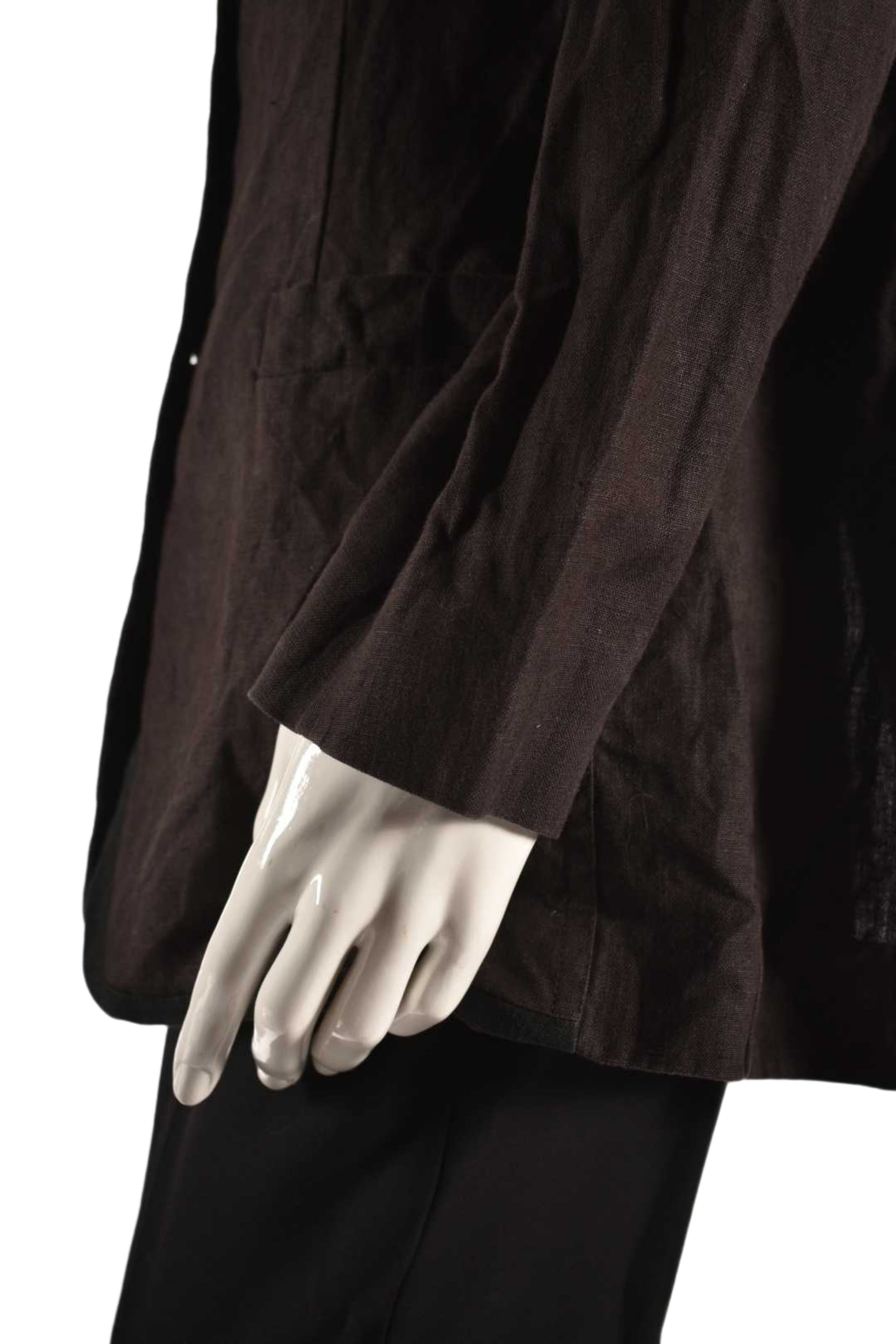 1990s SONIA RYKIEL Burgundy Unlined Linen Piped Blazer 44EU Large