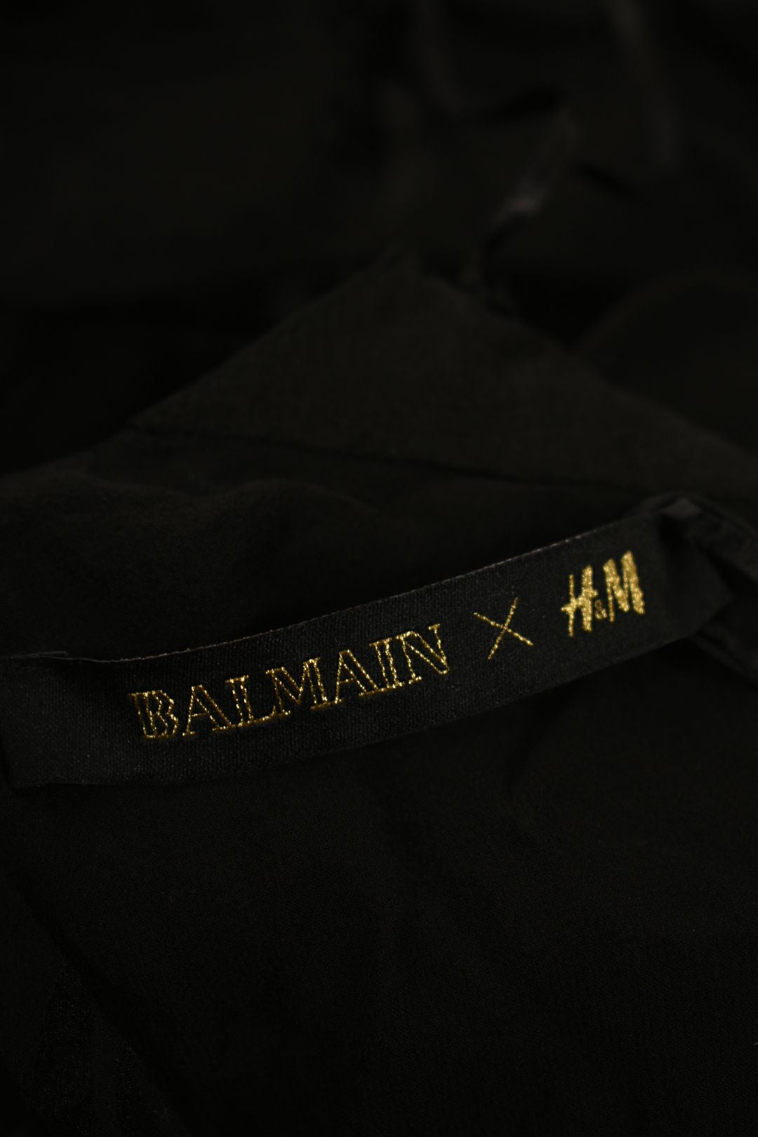 BALMAIN x H&M Black Silk Jacquard Leopard Plunge Dress 8US