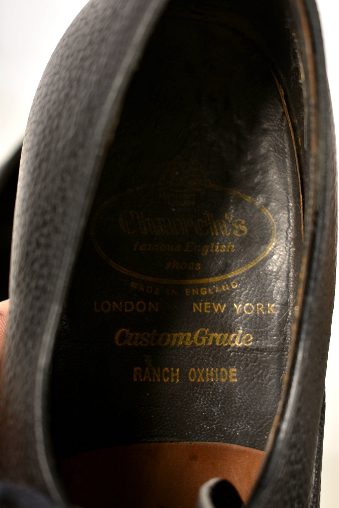 1970s CHURCH'S Black Pebbled Ranch Oxhide Leather Oxford Shoes 11US England
