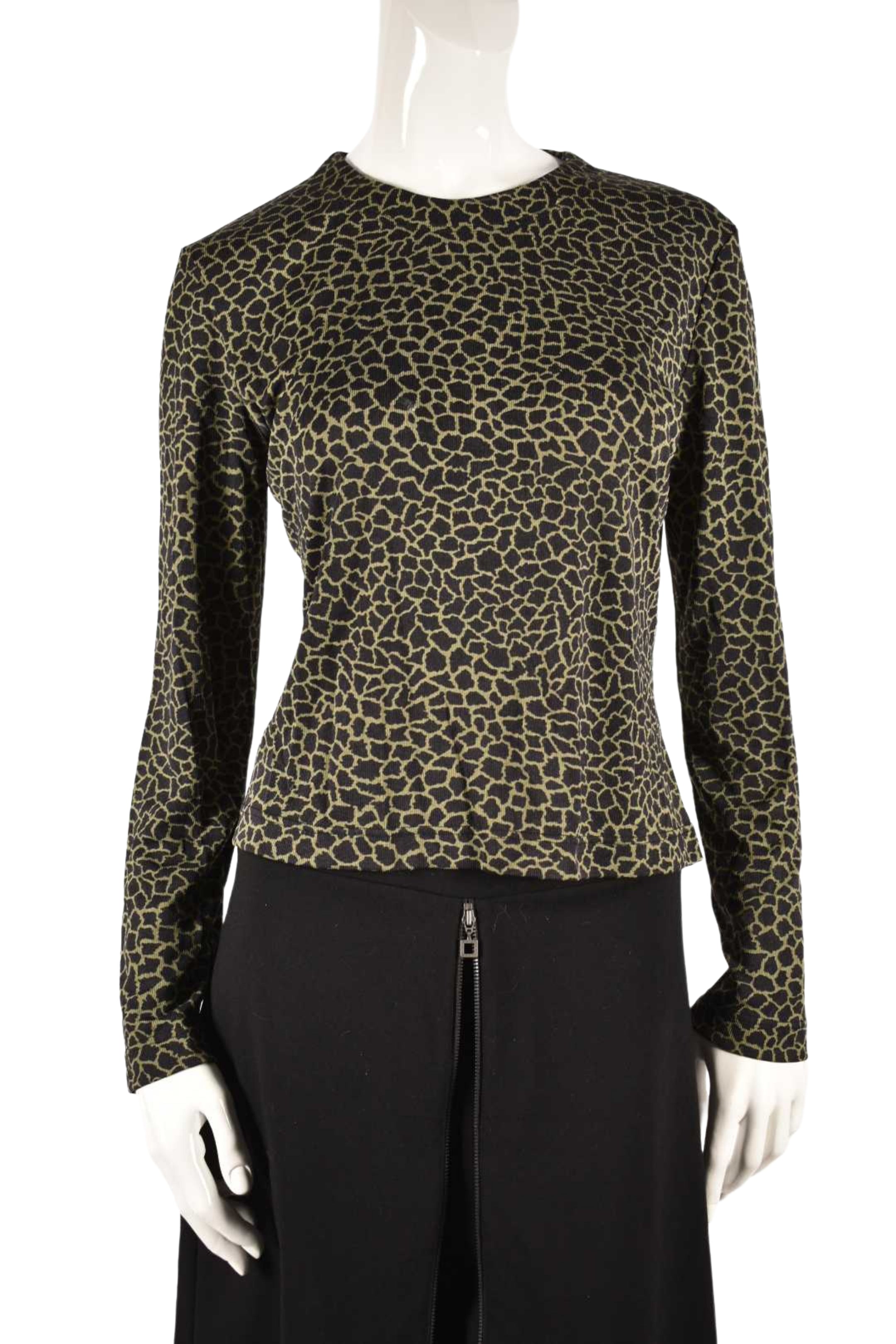 1990s ISTANTE Green Leopard Print Cropped Top Medium