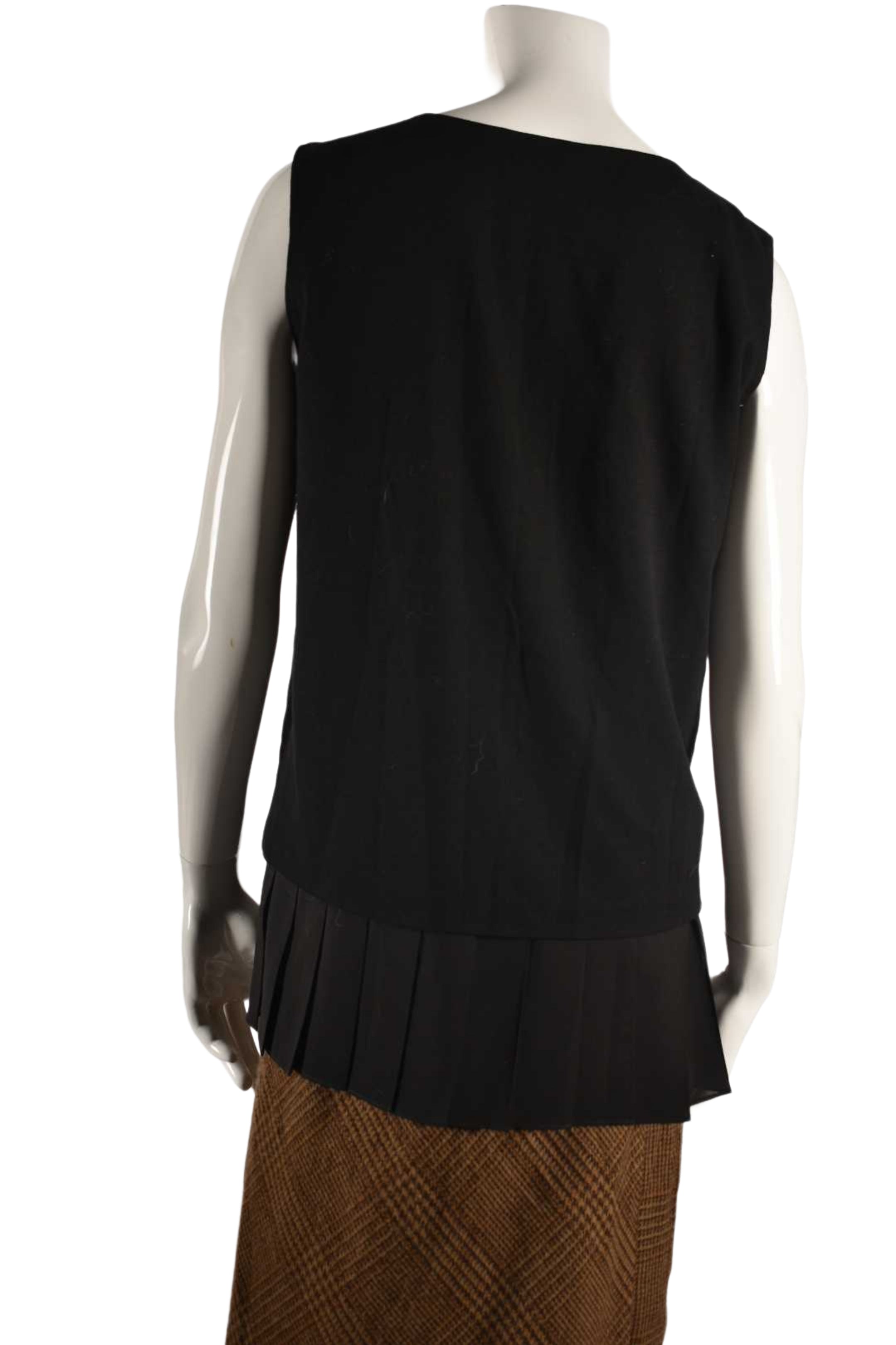 MAX MARA Black Sleeveless Viscose Silk Peplum Top Medium