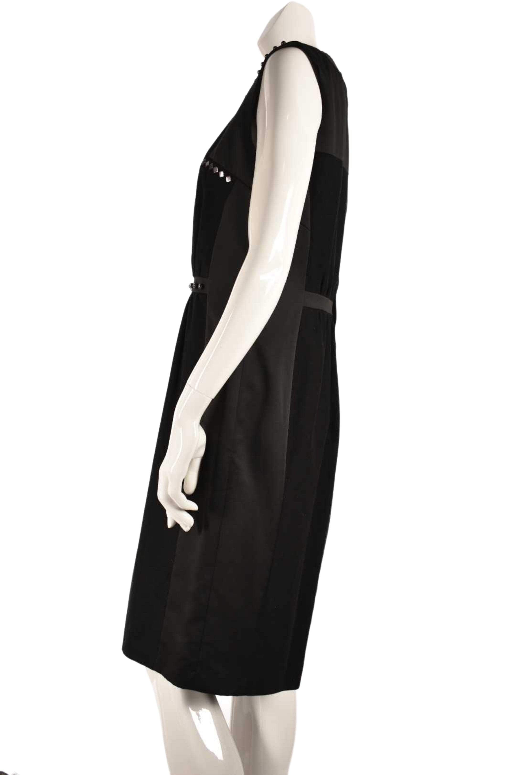 HUGO Black Cotton Contrast Metallic Stud Shift Dress 10US