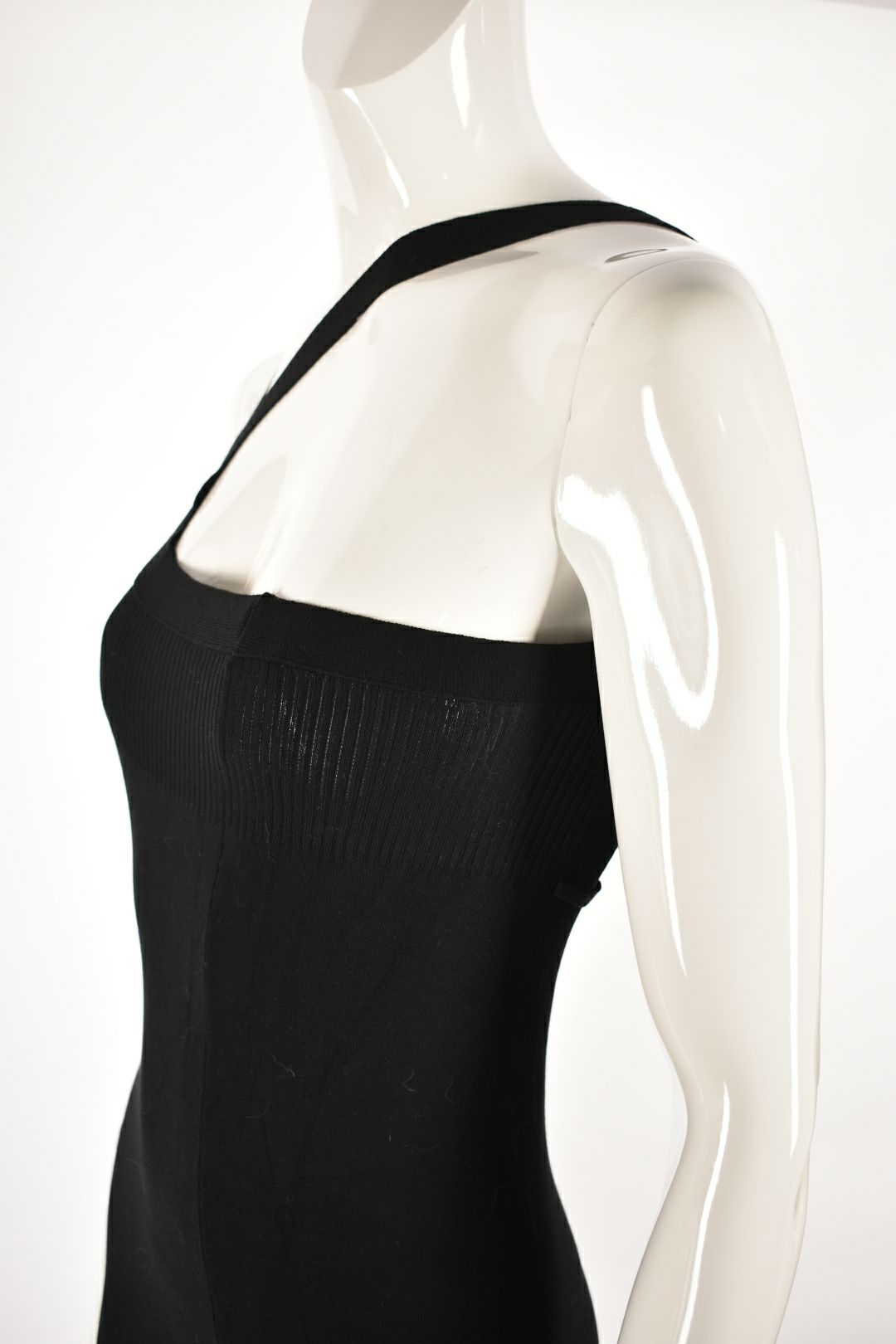 2000s JEAN PAUL GAULTIER Black Viscose Cross Shoulder Mini Dress Small