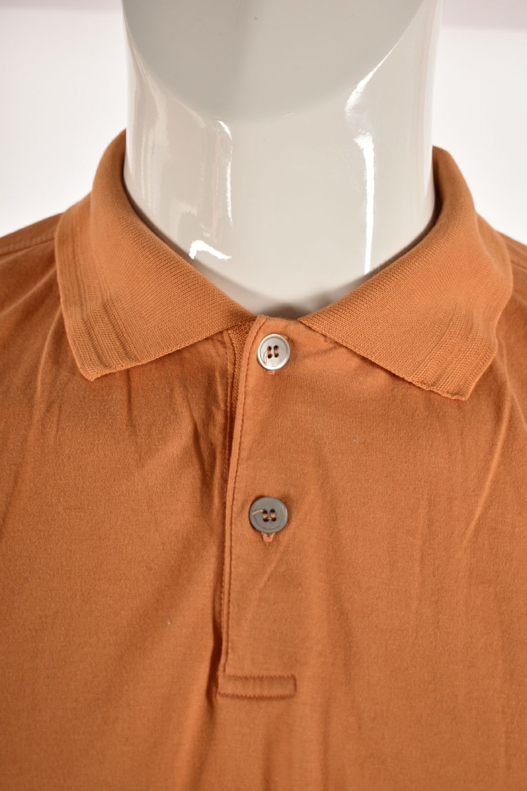 ERMENEGILDO ZEGNA Orange Smooth Cotton Ribbed Colar Polo Shirt XXL 56EU