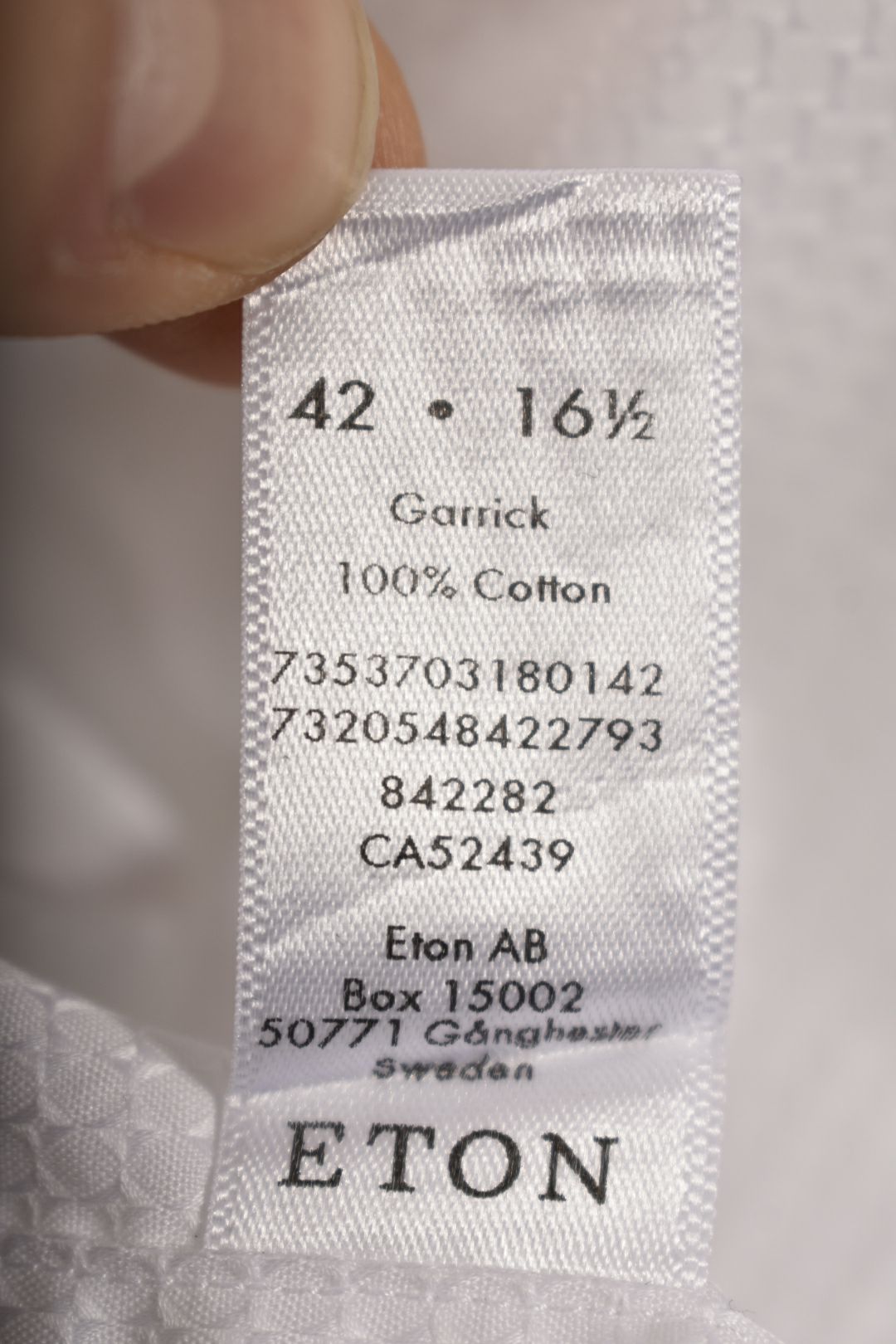 ETON White Cotton Textured Royal Formal French Cuff Shirt 16.5/42 Large