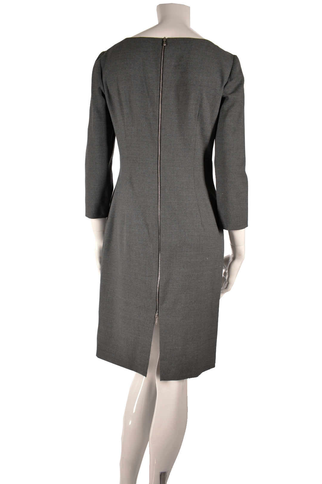 ALBERTA FERRETTI Grey Wool Sequin 3/4 Sleeve Knee Length Tunic Dress 6US