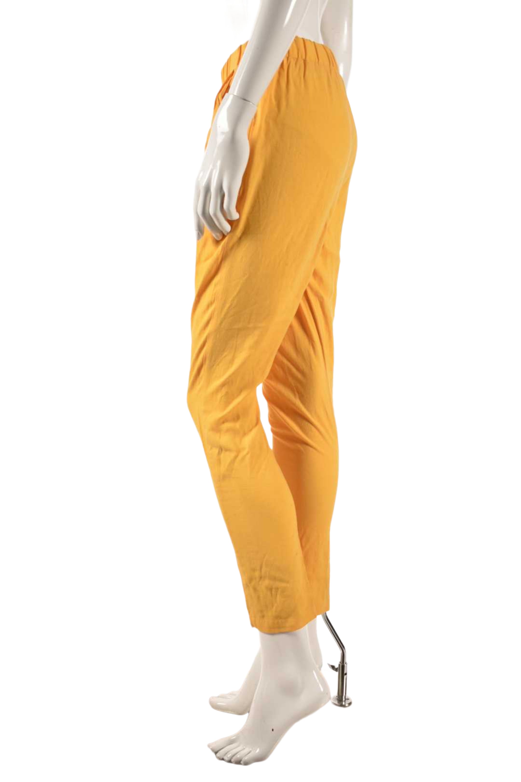3.1 PHILIP LIM Yellow Pleated Silk Slim Pants 2US XS