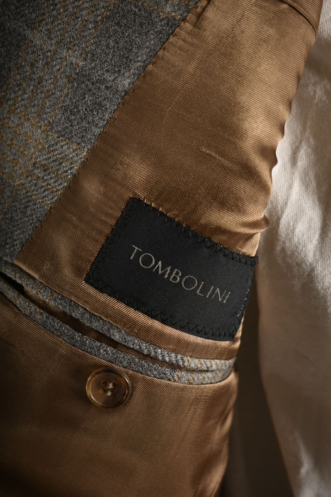 TOMBOLINI Grey Tan Windowpane Check Wool Blazer 52EU 42R Italy